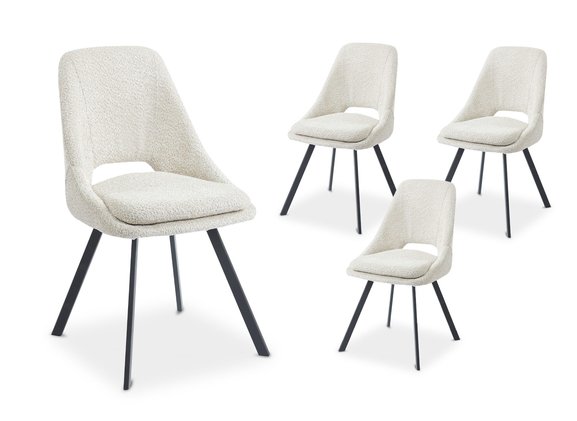 Lot de 4 chaises effet peau de mouton beige NARCISSE