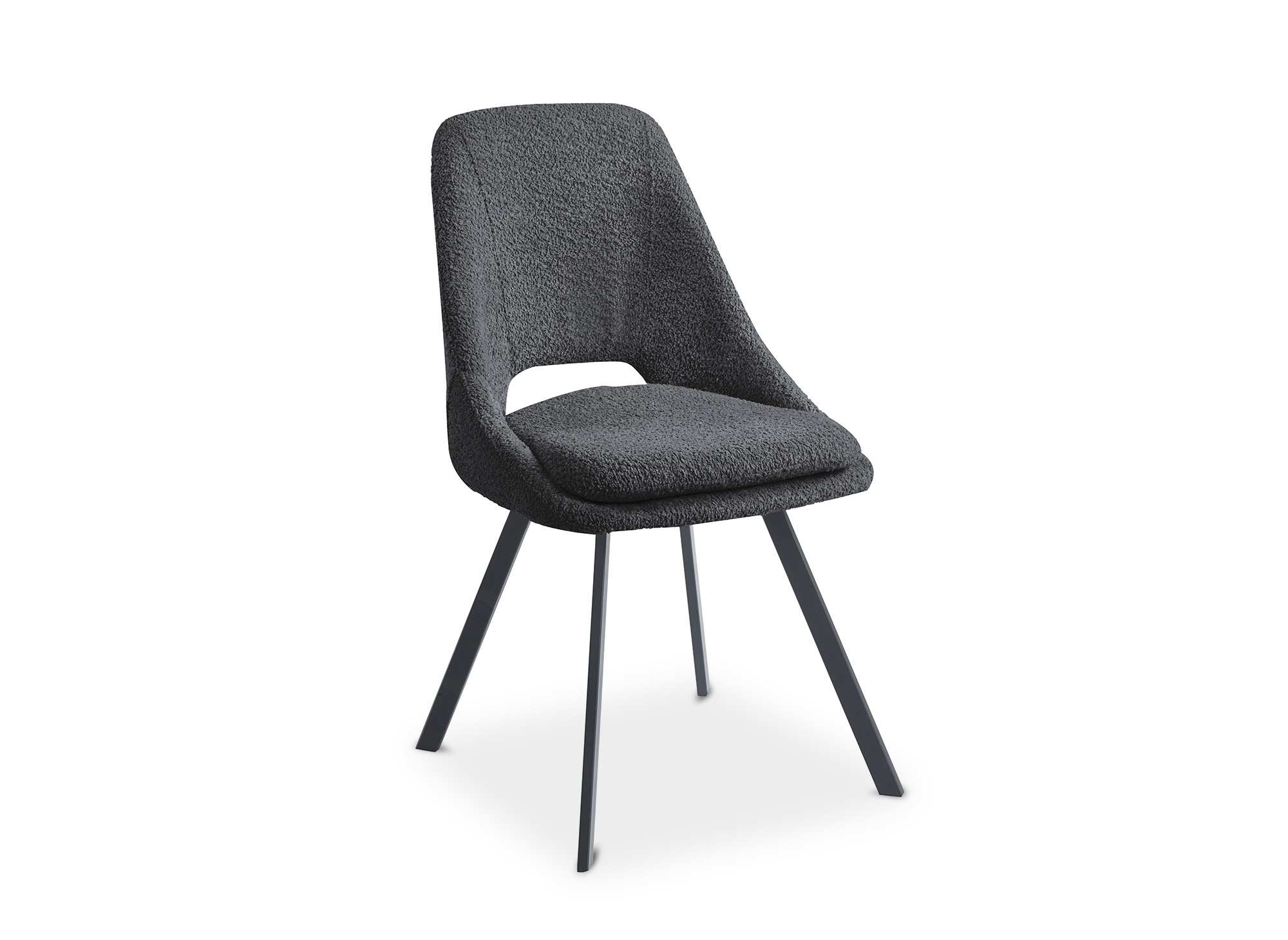 Lot de 4 chaises effet peau de mouton gris foncé NARCISSE