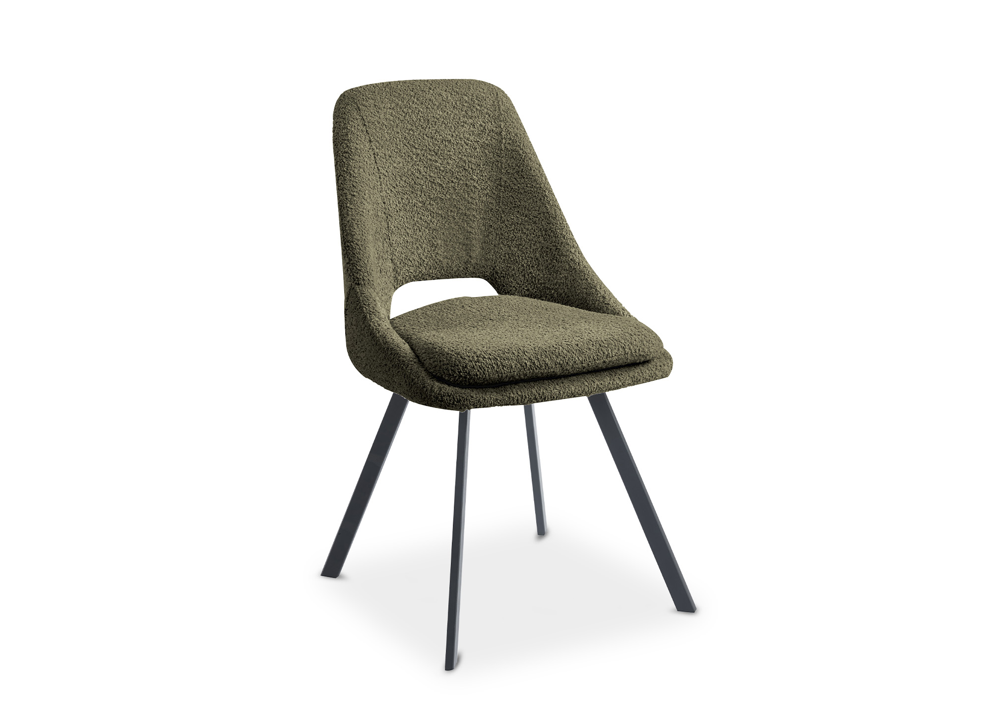 Lot de 4 chaises effet peau de mouton vert kaki NARCISSE
