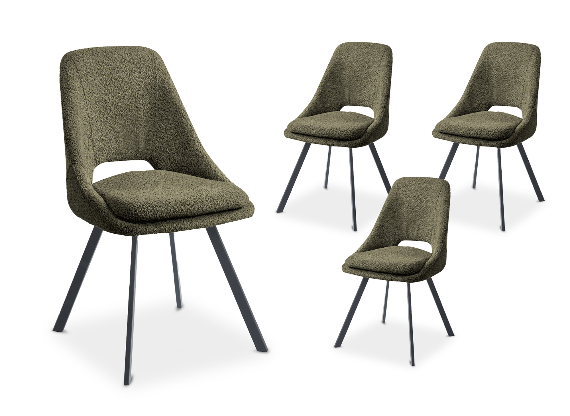 Lot de 4 chaises effet peau de mouton vert kaki NARCISSE