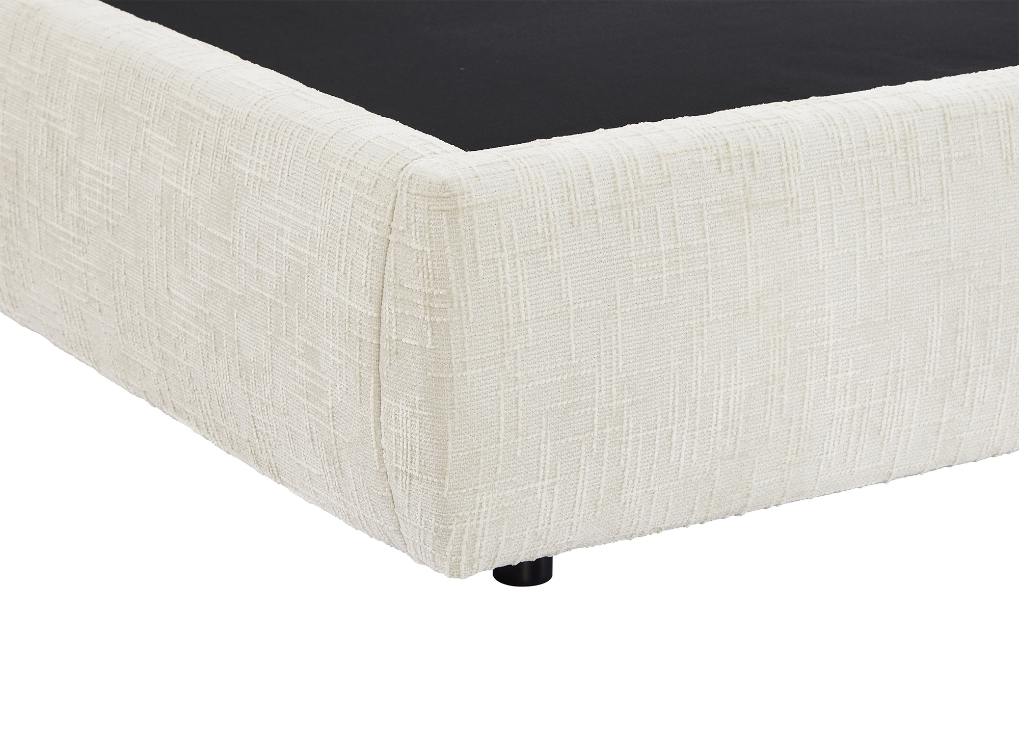 Lit coffre en velours chiné beige 140x190 cm MILENA