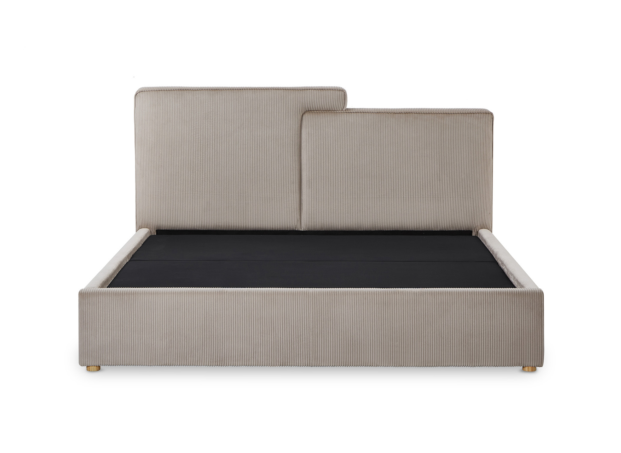 Lit coffre en velours côtelé taupe 180x200 cm ZELIA