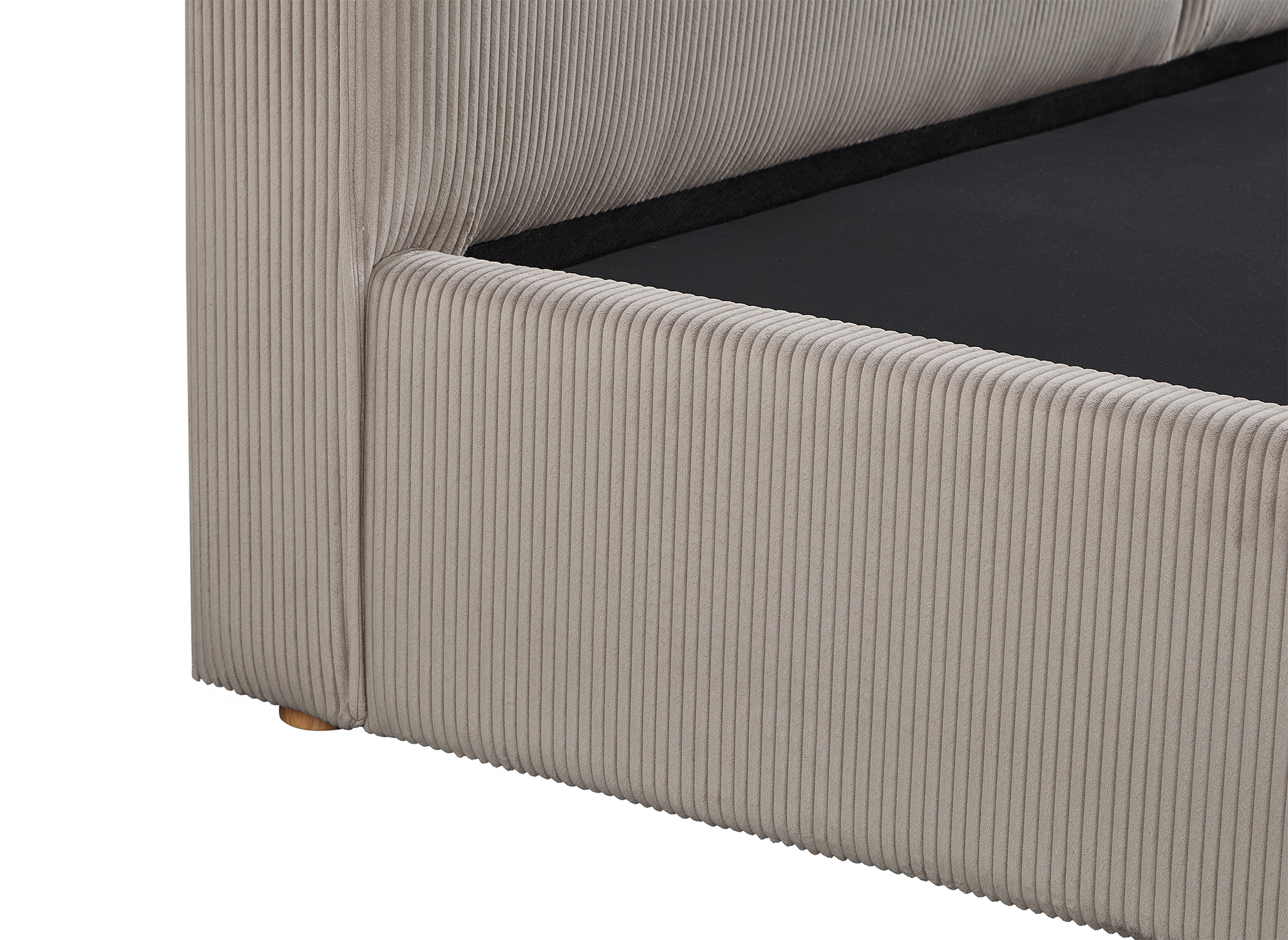 Lit coffre en velours côtelé taupe 160x200 cm ZELIA