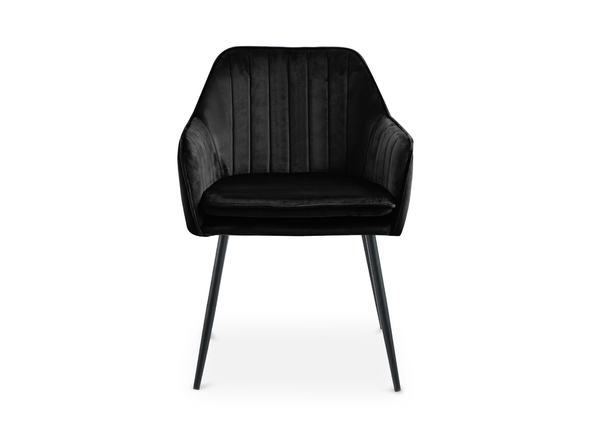 Lot de 2 chaises avec accoudoirs en velours noir pieds noirs EDWIGE