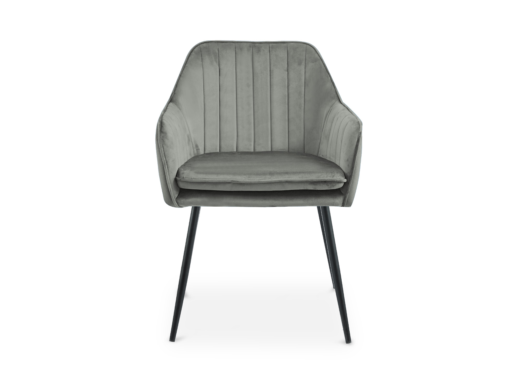 Lot de 2 chaises avec accoudoirs en velours gris pieds noirs EDWIGE