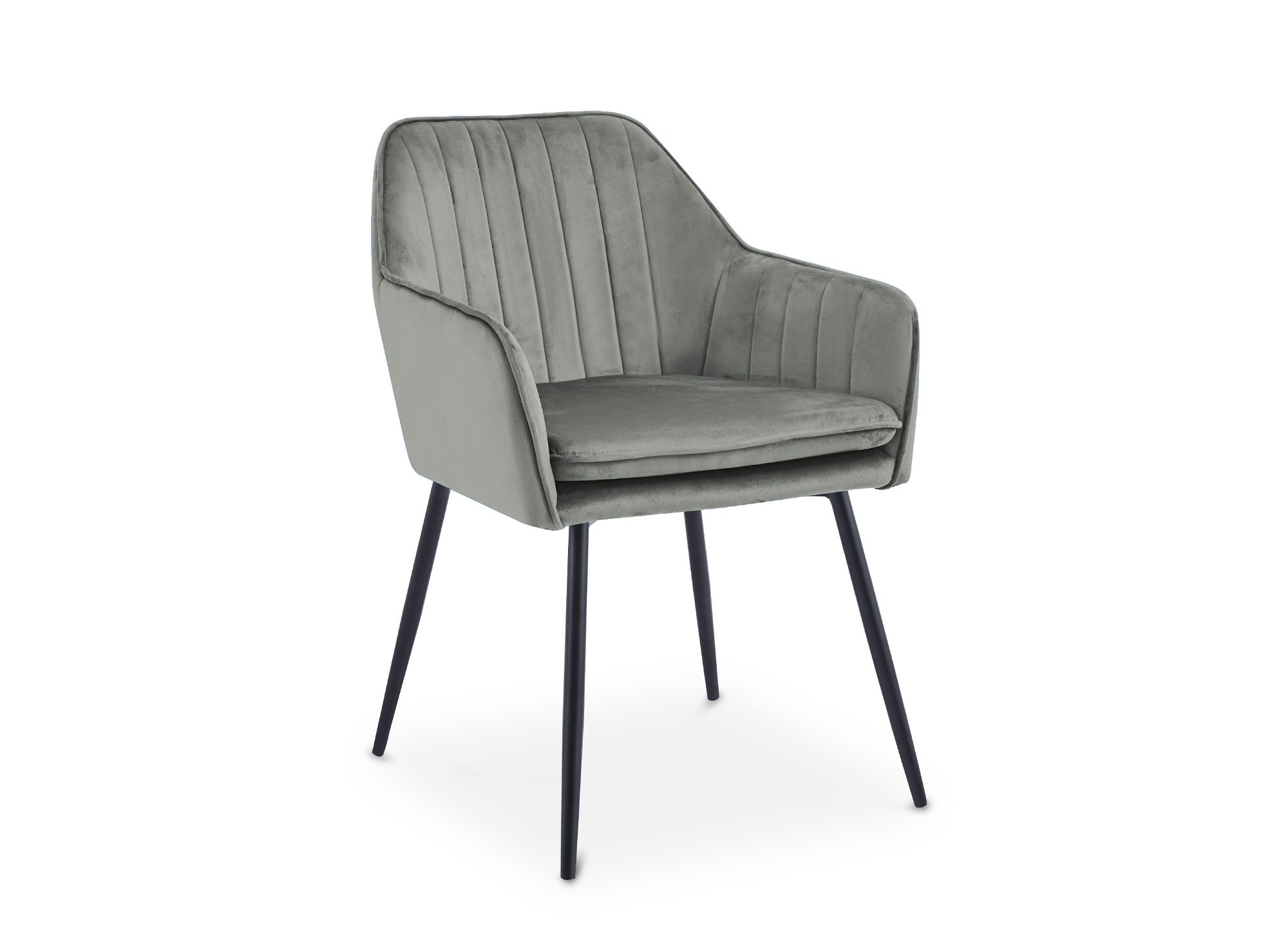 Lot de 2 chaises avec accoudoirs en velours gris pieds noirs EDWIGE