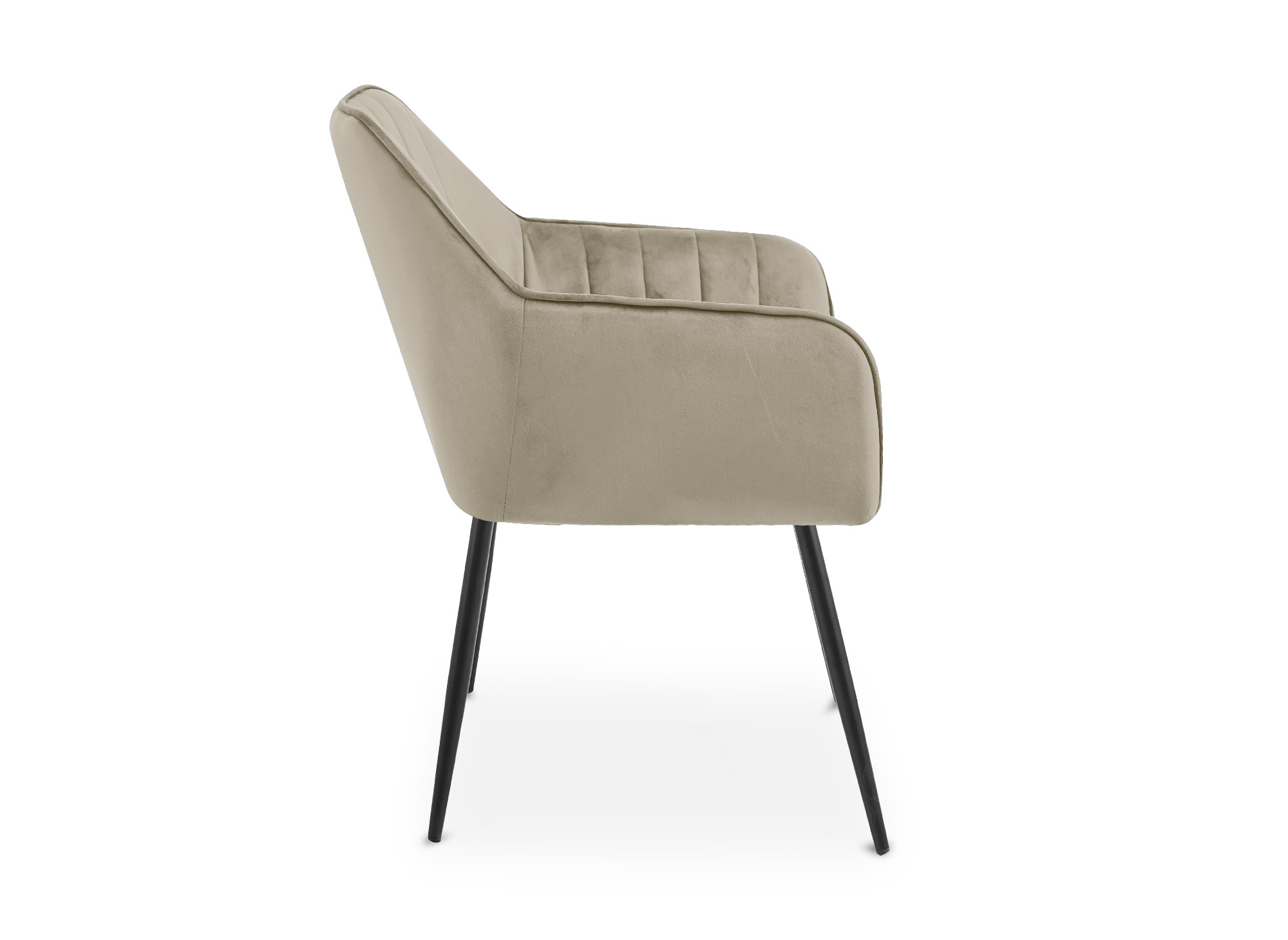 Lot de 2 chaises avec accoudoirs en velours beige pieds noirs EDWIGE