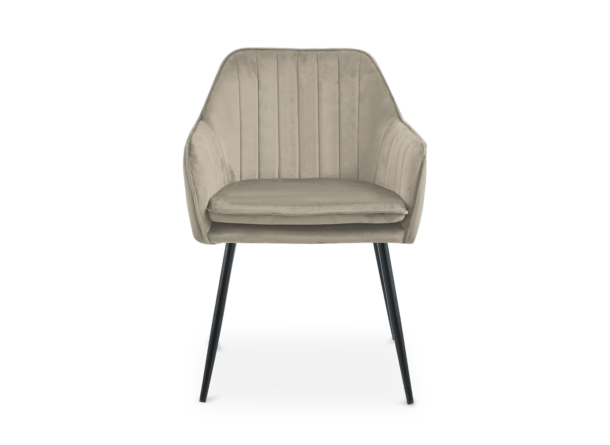 Lot de 2 chaises avec accoudoirs en velours beige pieds noirs EDWIGE