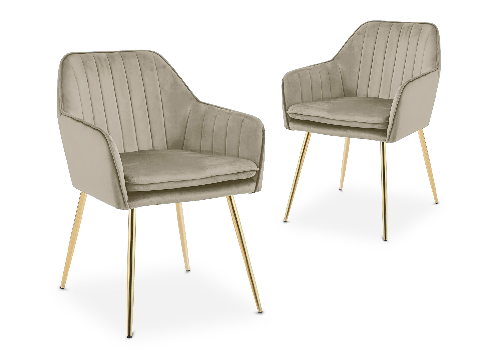 Lot de 2 chaises avec accoudoirs en velours beige EDWIGE