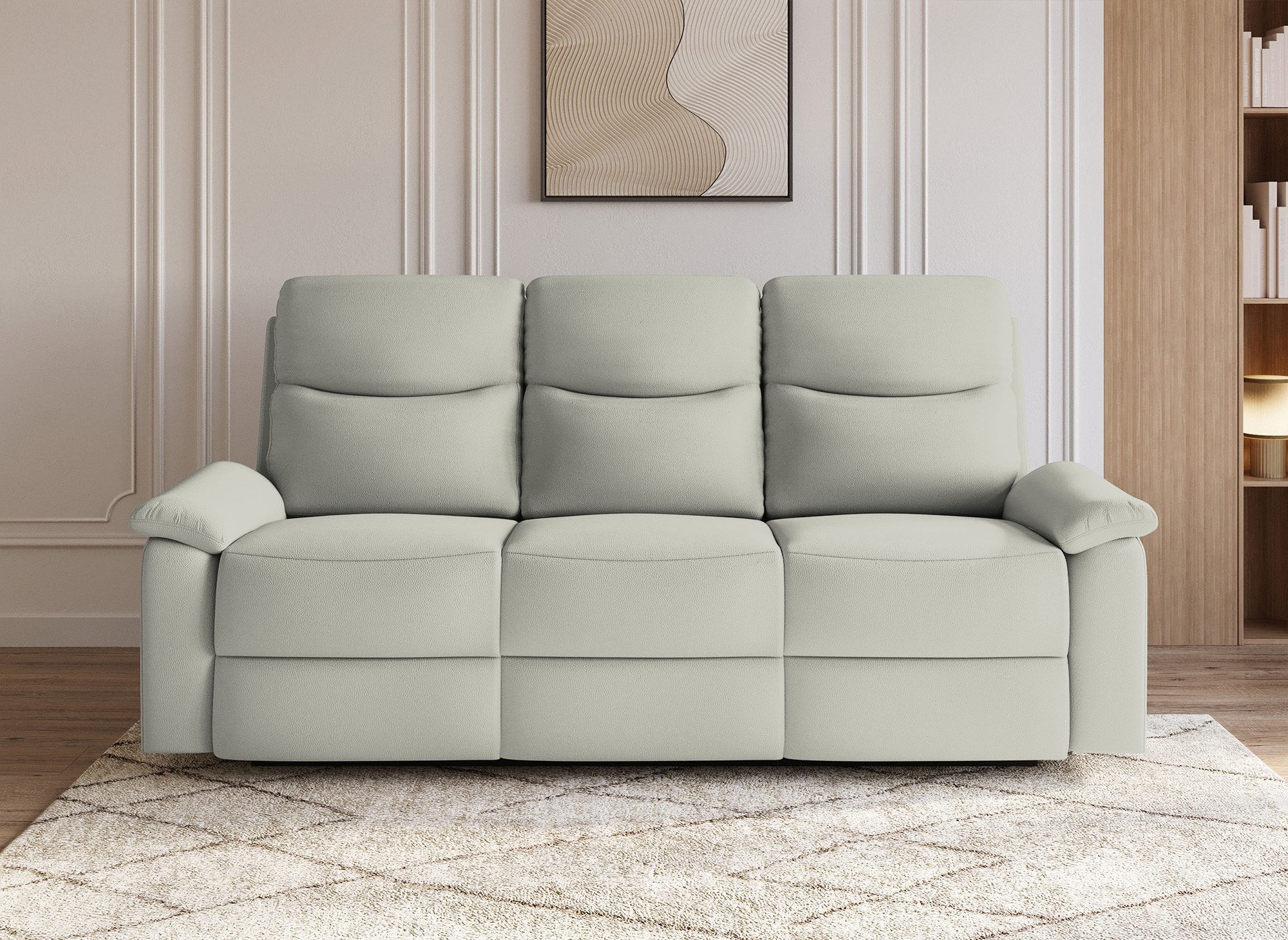Canapé relax effet simili cuir gris clair 3 places JACOB