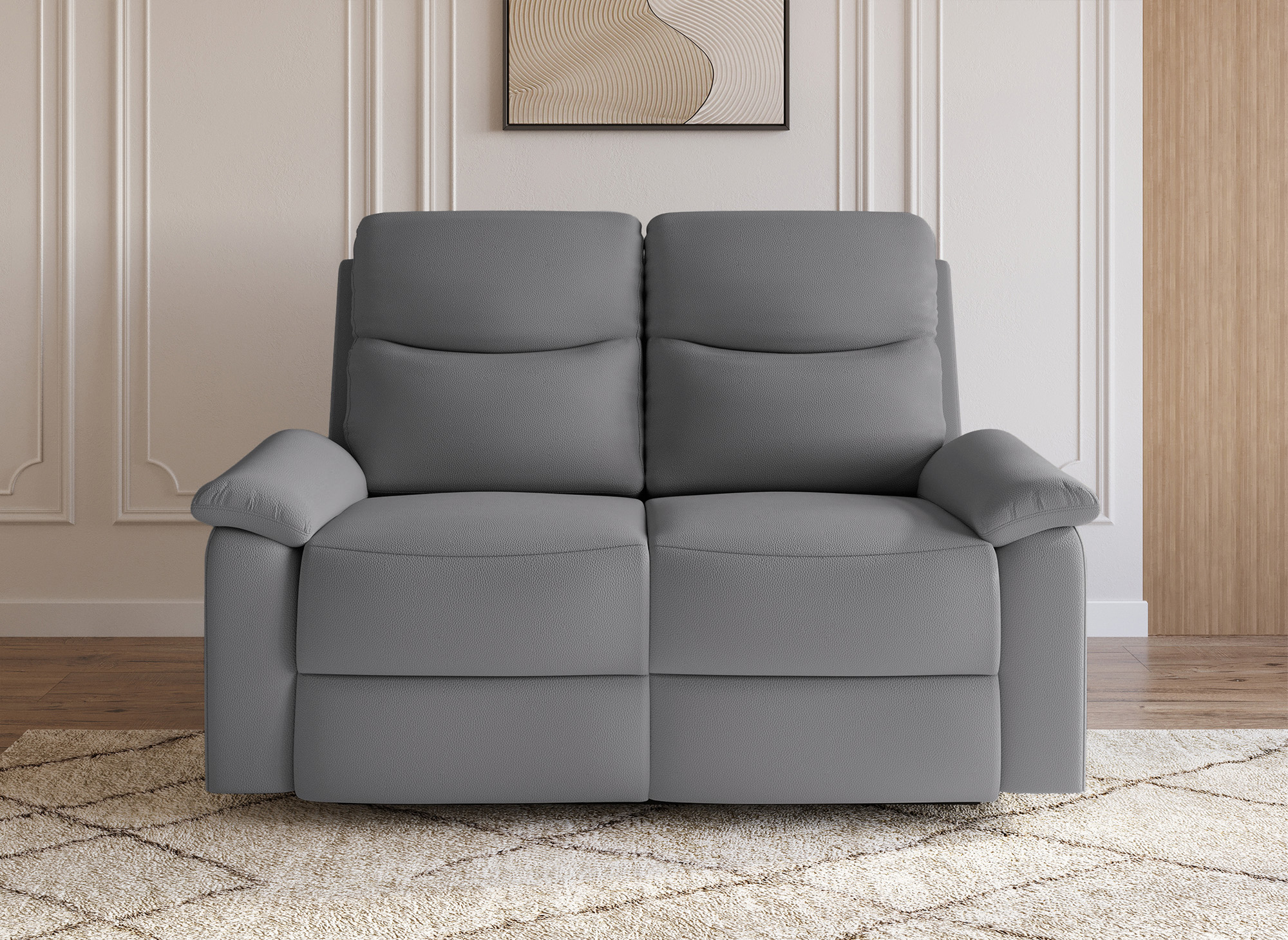 Canapé relax effet simili cuir gris foncé 2 places JACOB