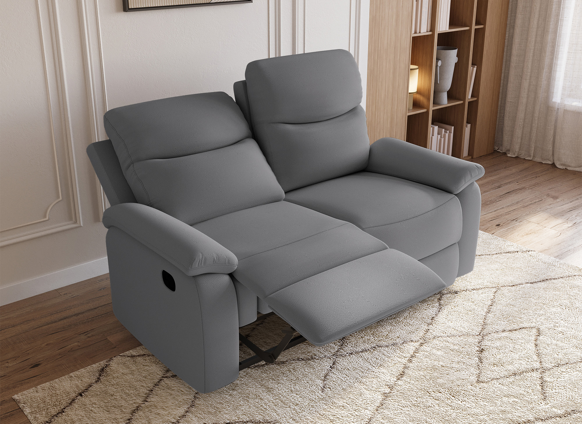 Canapé relax effet simili cuir gris foncé 2 places JACOB