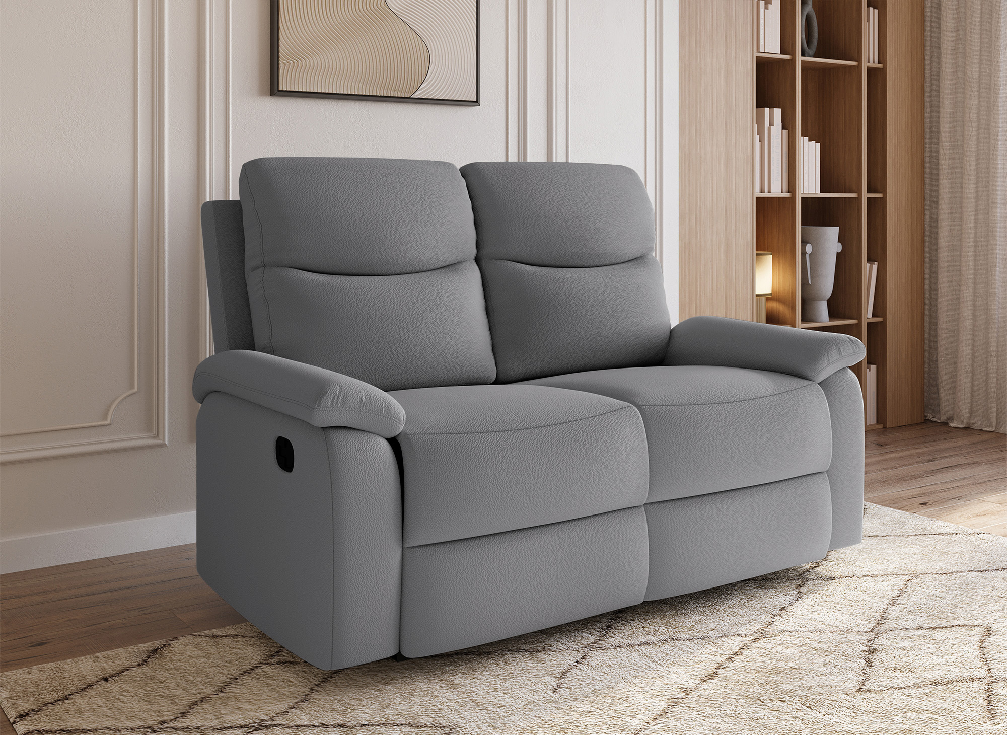 Canapé relax effet simili cuir gris foncé 2 places JACOB