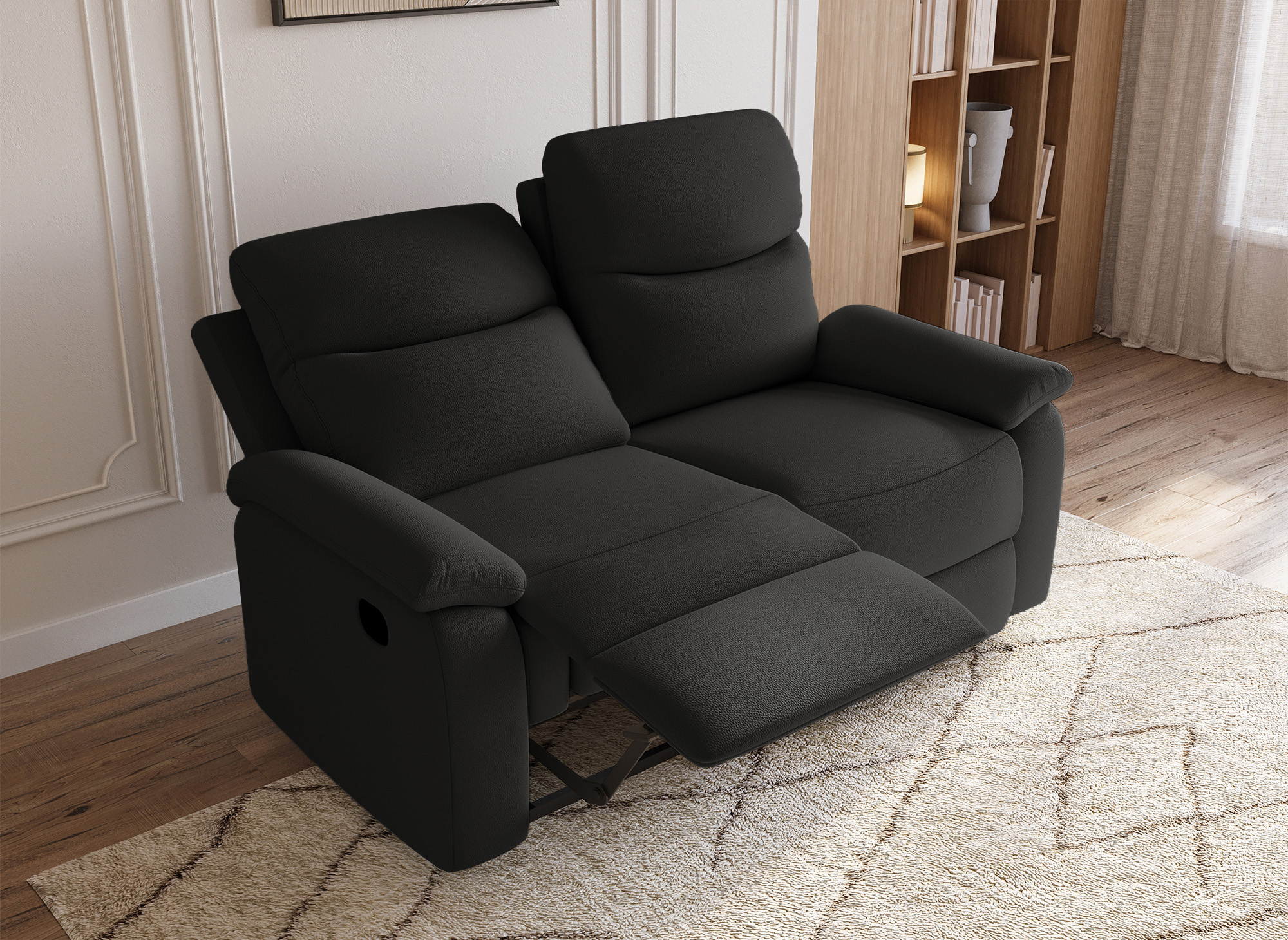 Canapé relax effet simili cuir noir 2 places JACOB