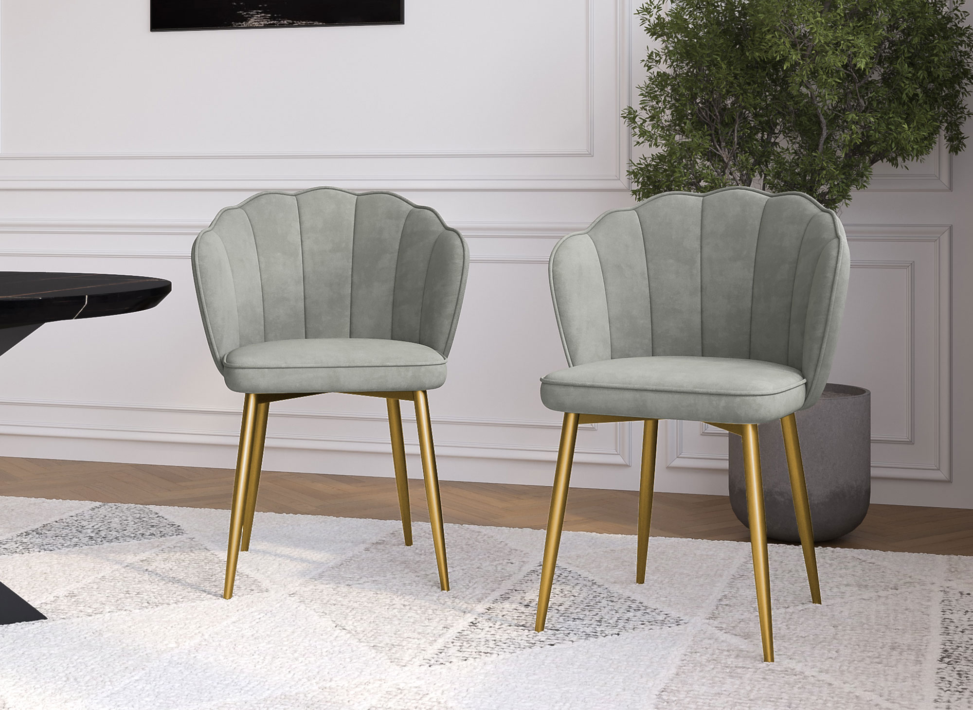 Lot de 2 chaises design en velours gris GARANCE