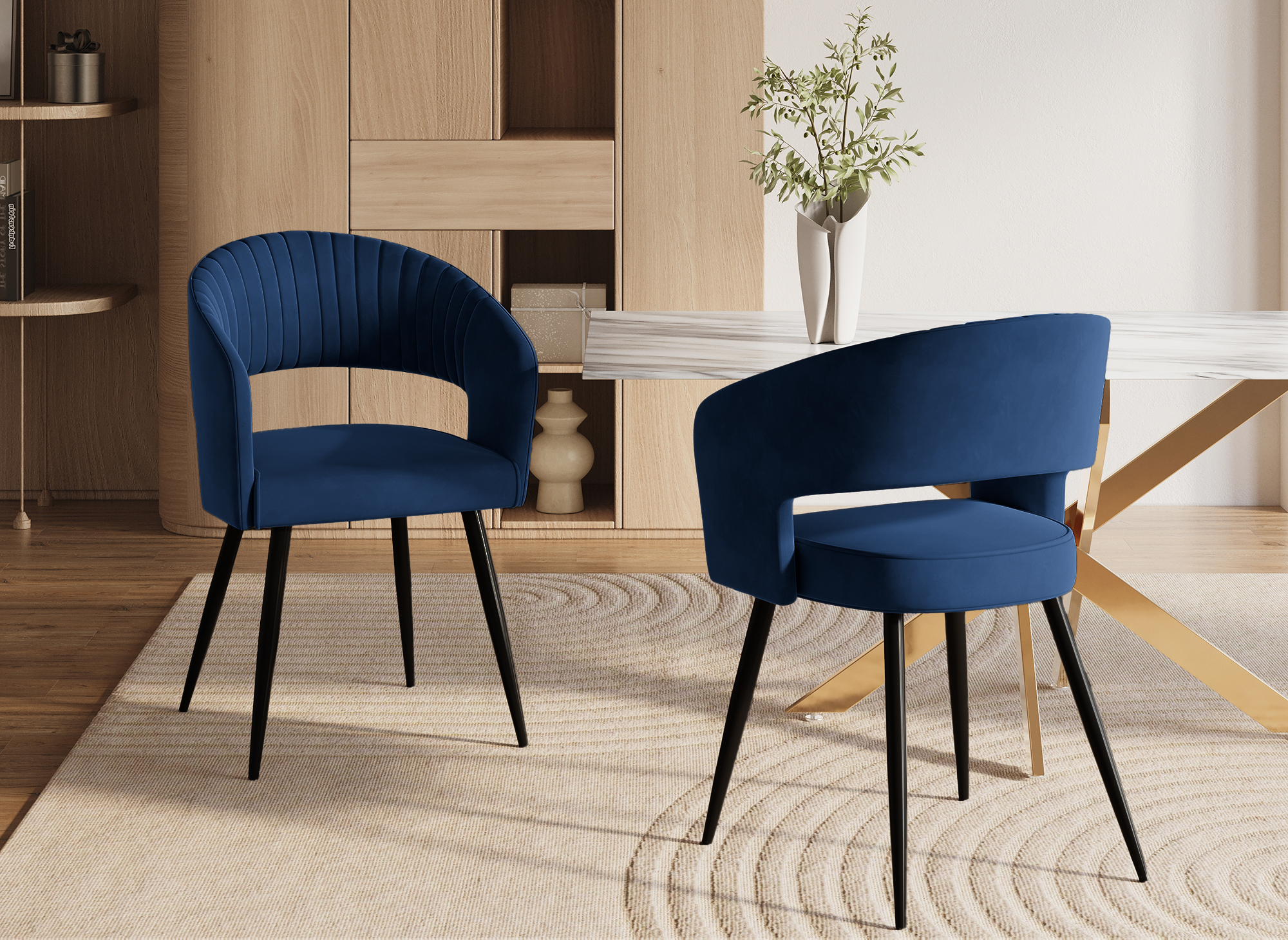 Lot de 2 chaises design en velours bleu GLORIA