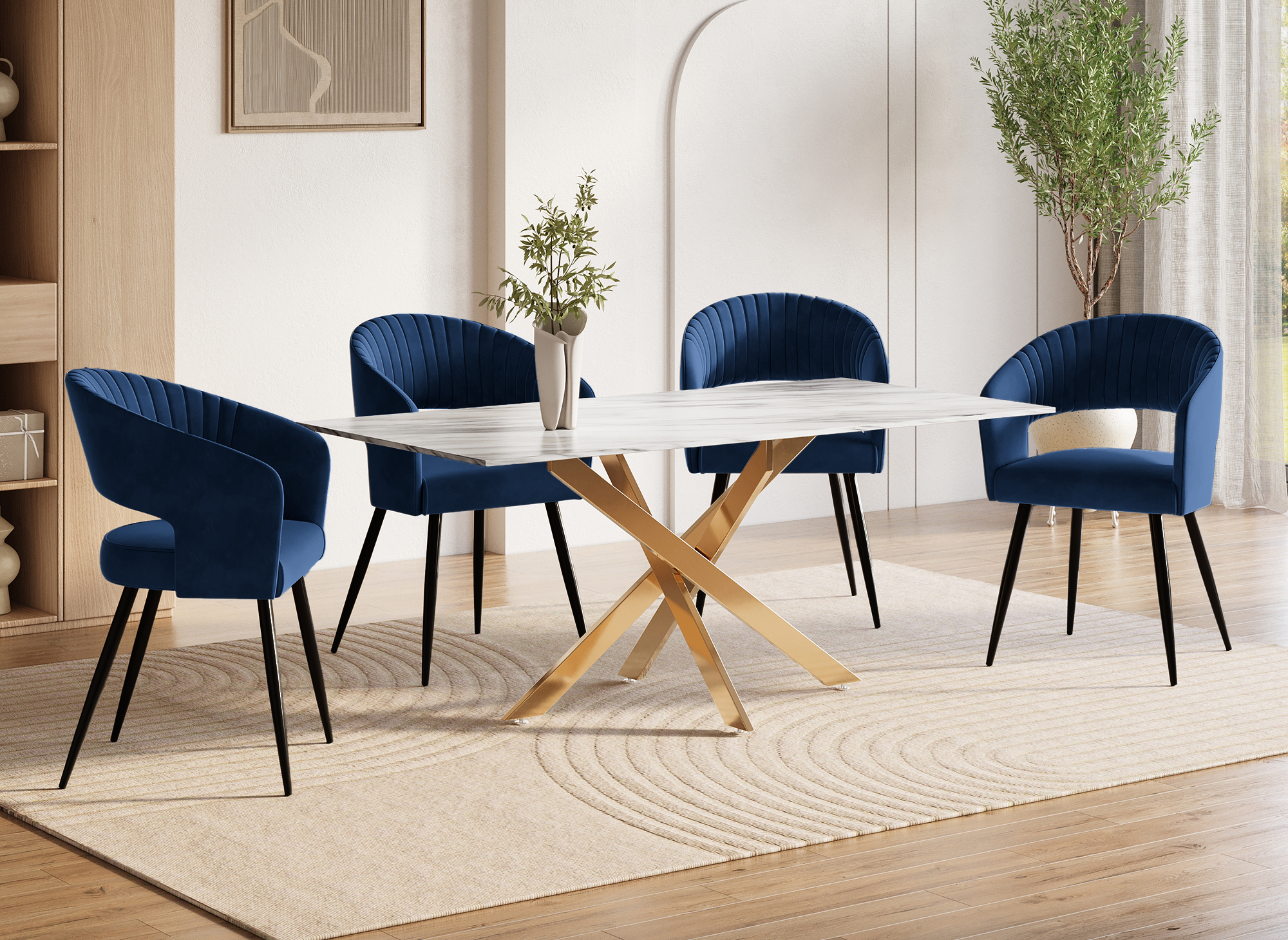 Lot de 2 chaises design en velours bleu GLORIA