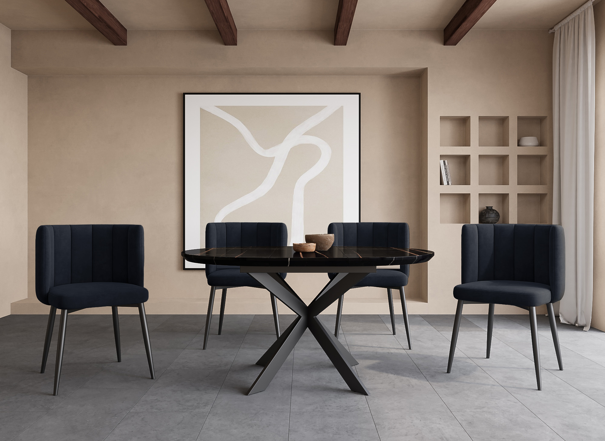 Lot de 2 chaises design en velours noir DEBBY