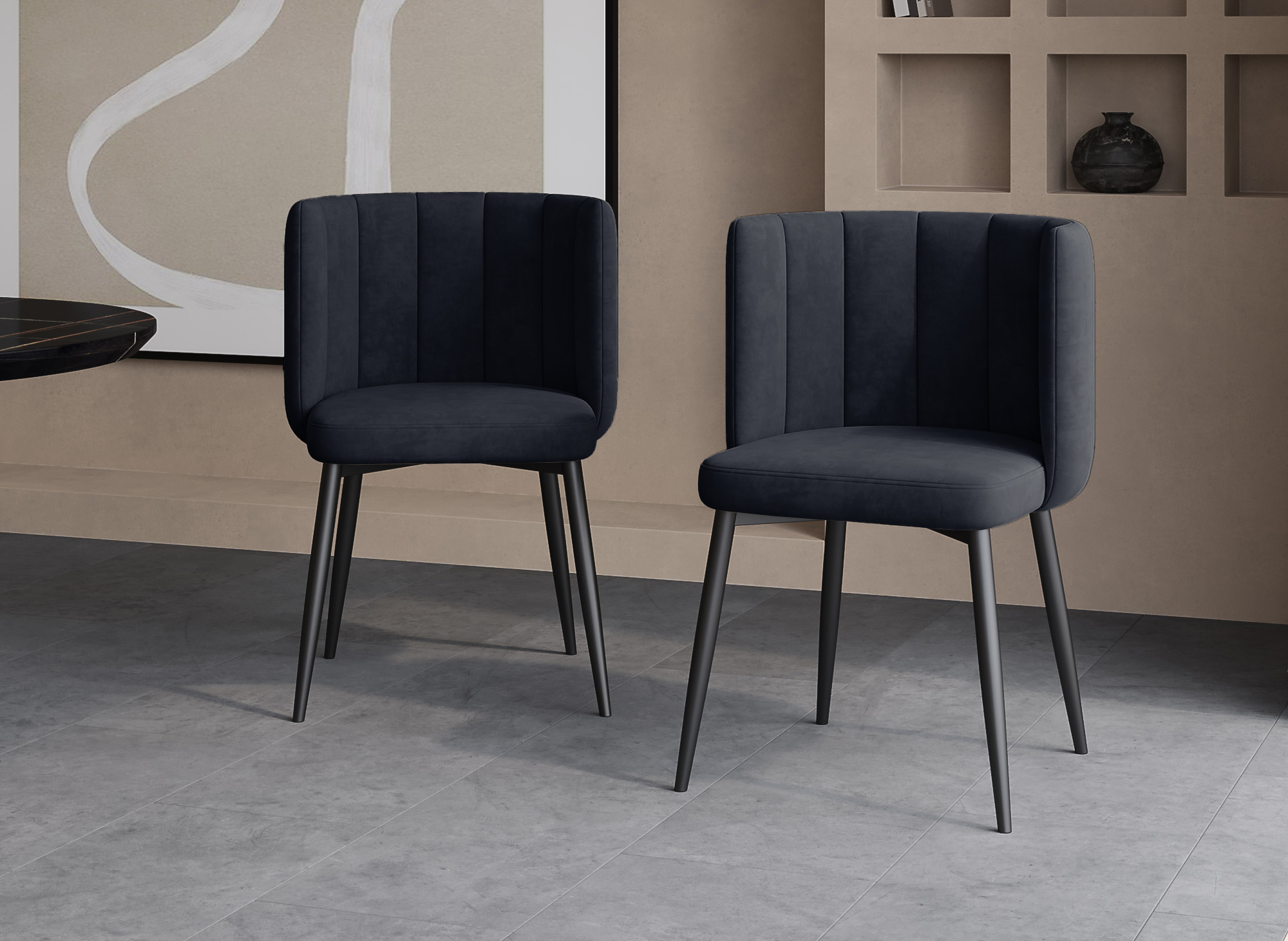Lot de 2 chaises design en velours noir DEBBY