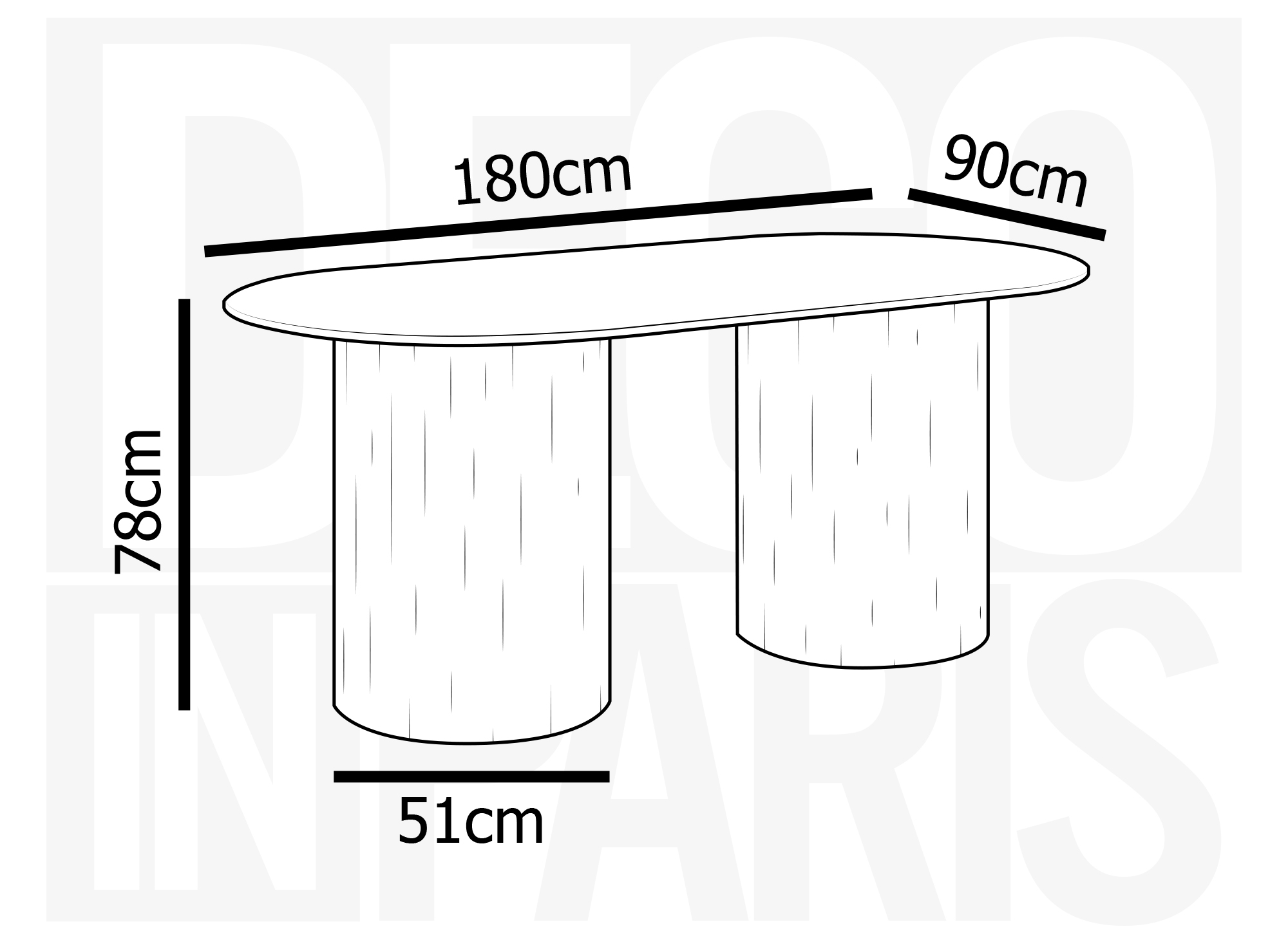 Table à manger en marbre composite beige pieds noir 6 personnes DHARA BLACK