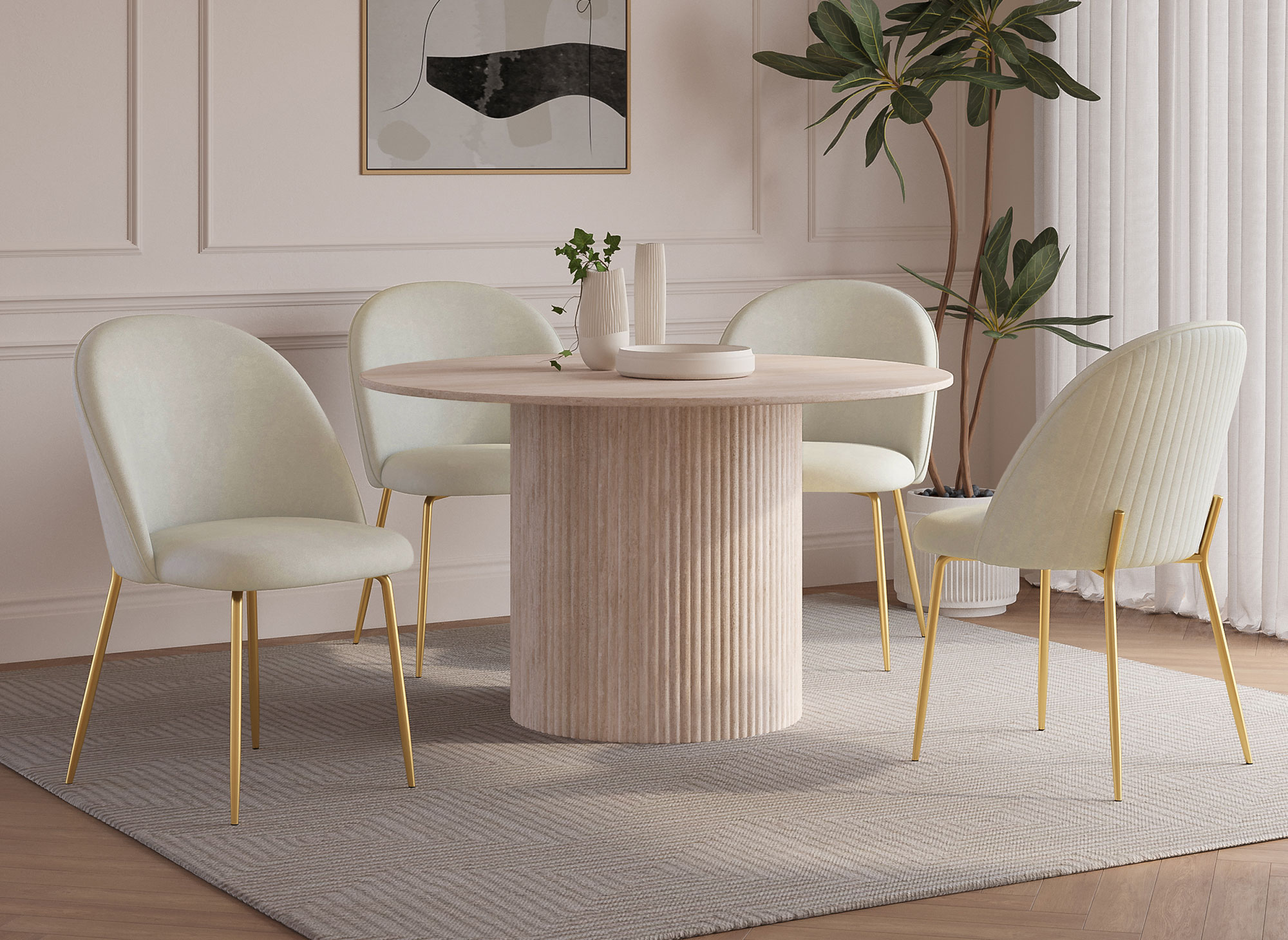 Lot de 2 chaises design en velours beige ARABEL