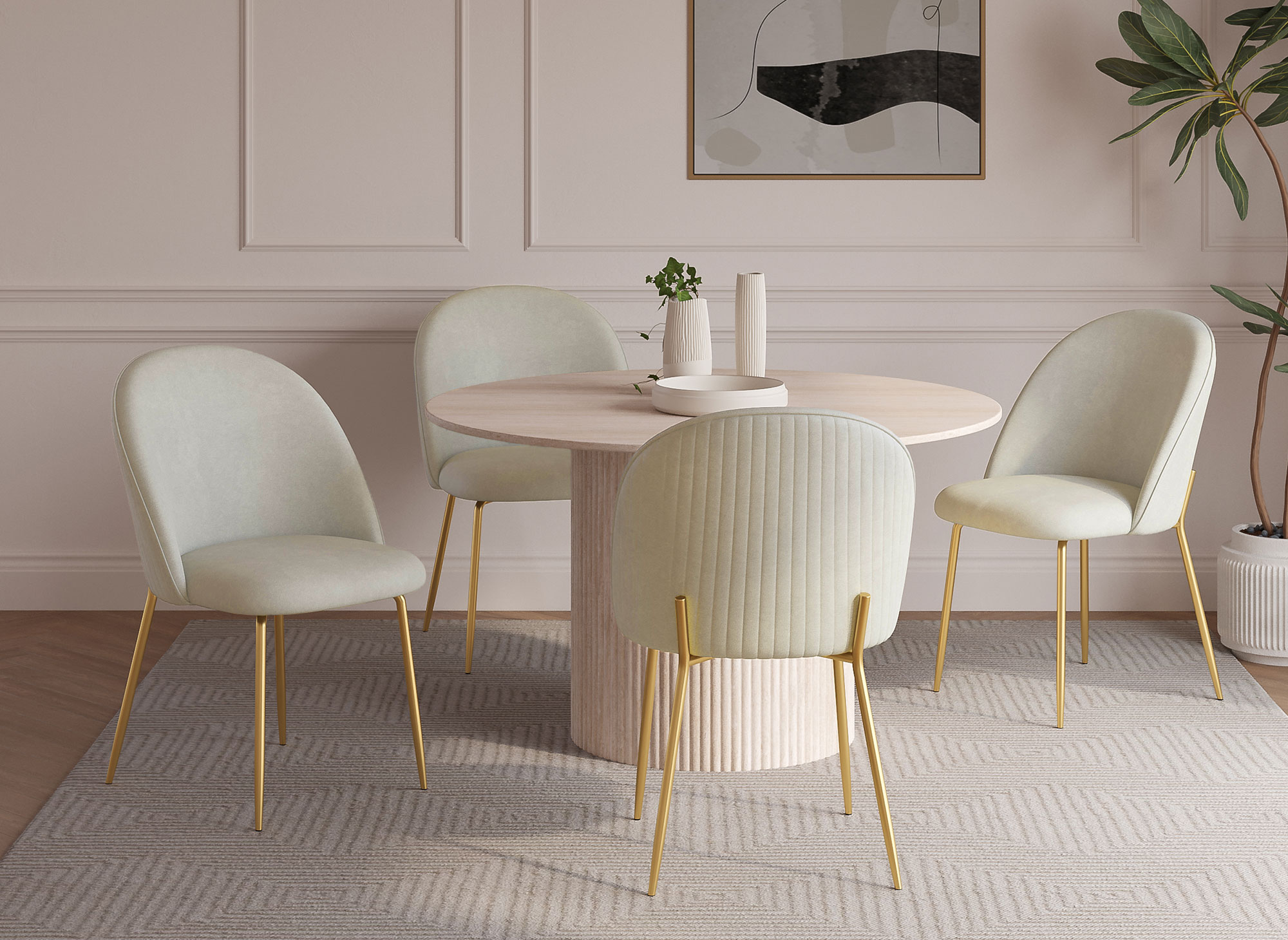 Lot de 2 chaises design en velours beige ARABEL