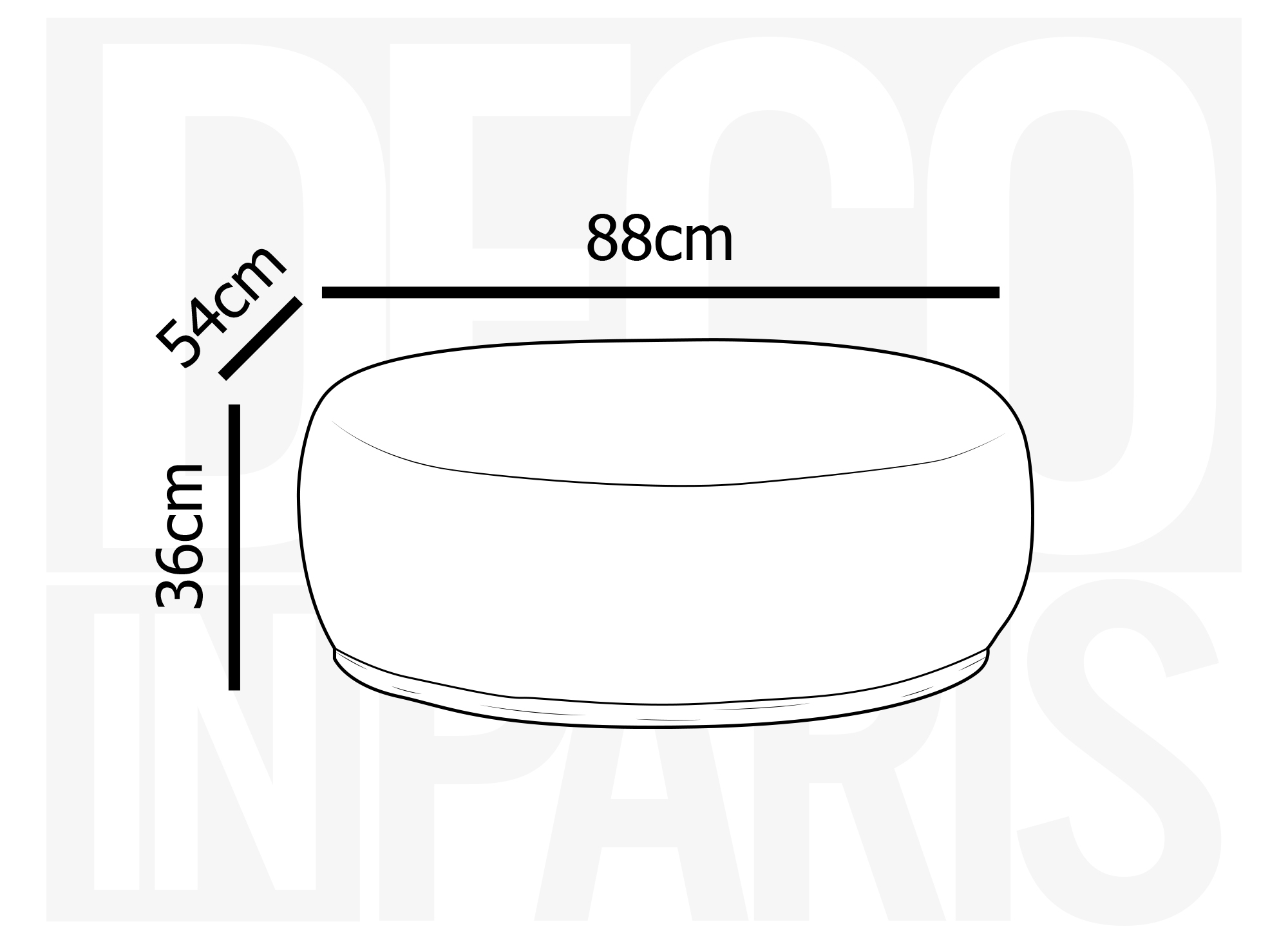 Pouf ovale en tissu effet peau de mouton blanc écru et bois CALY