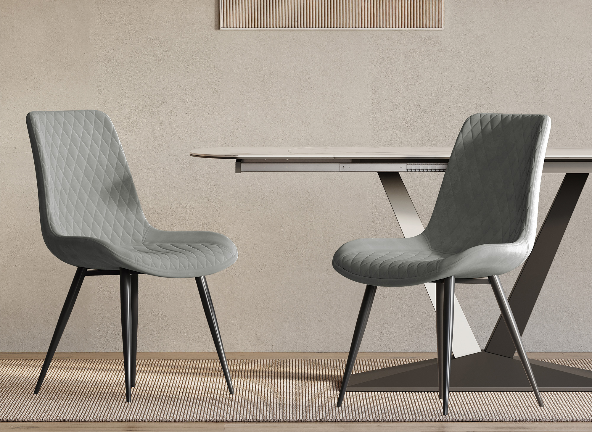 Lot de 2 chaises design en velours gris YOLA