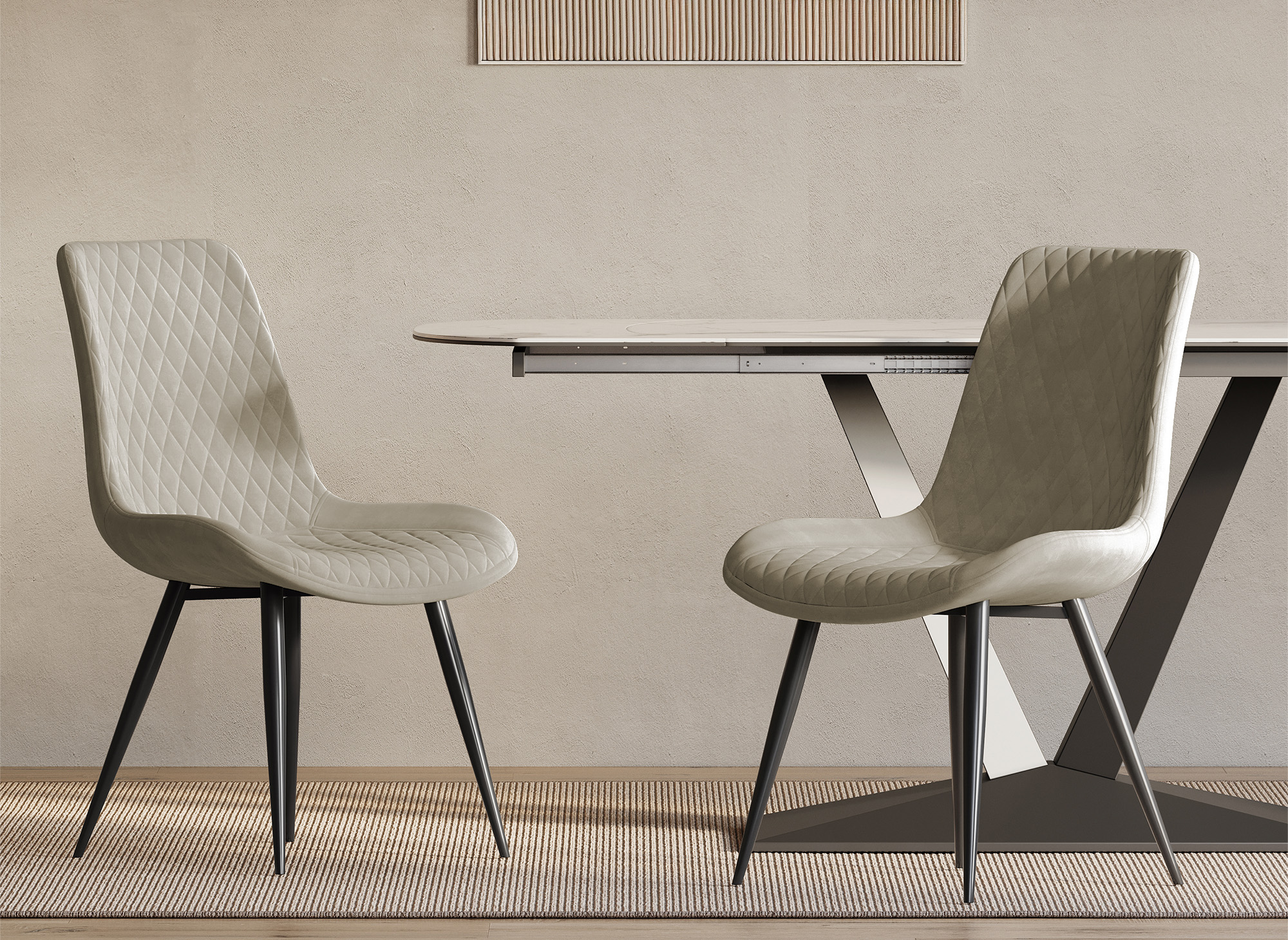 Lot de 2 chaises design en velours beige YOLA