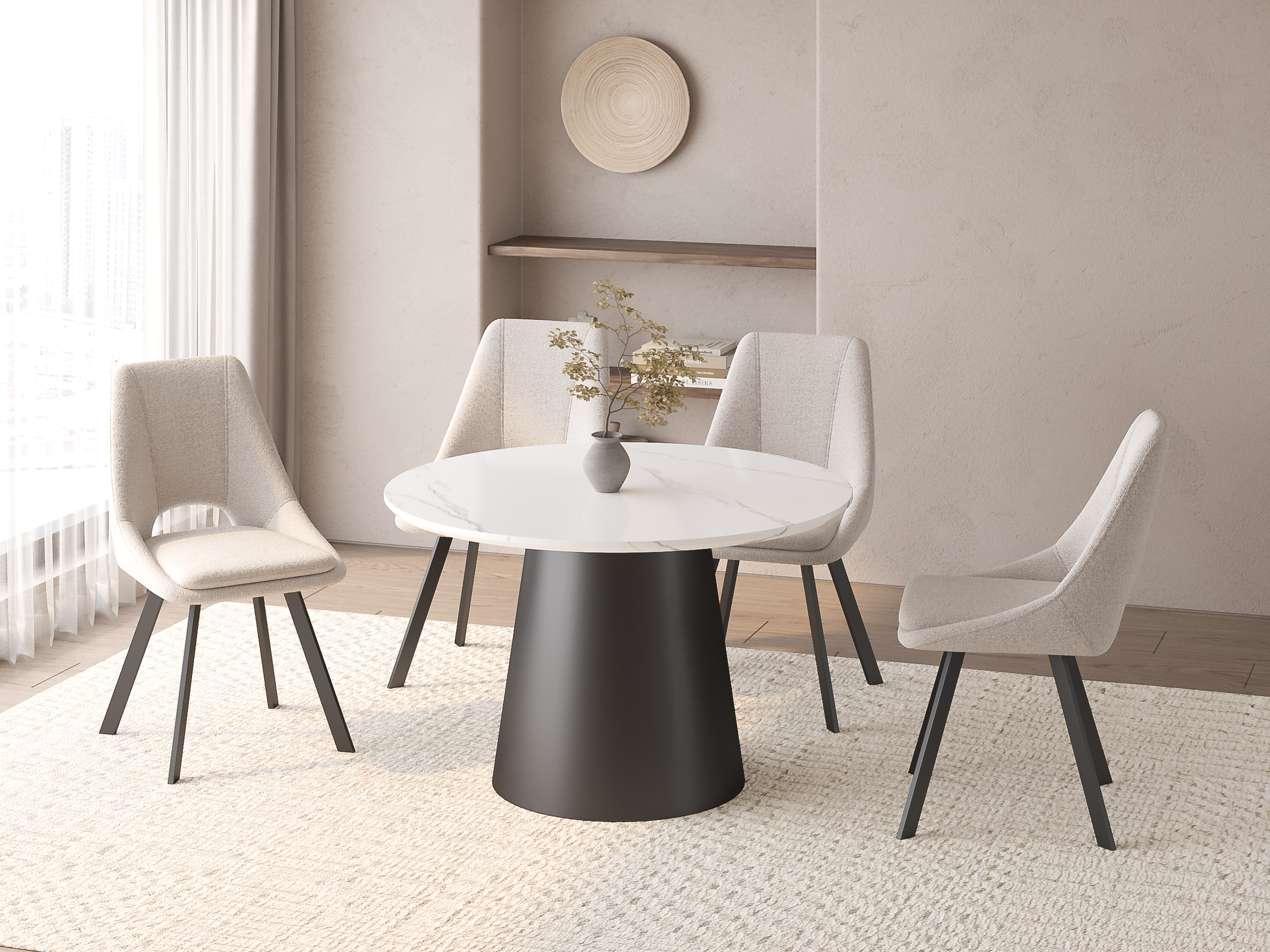 Lot de 4 chaises effet peau de mouton beige NARCISSE