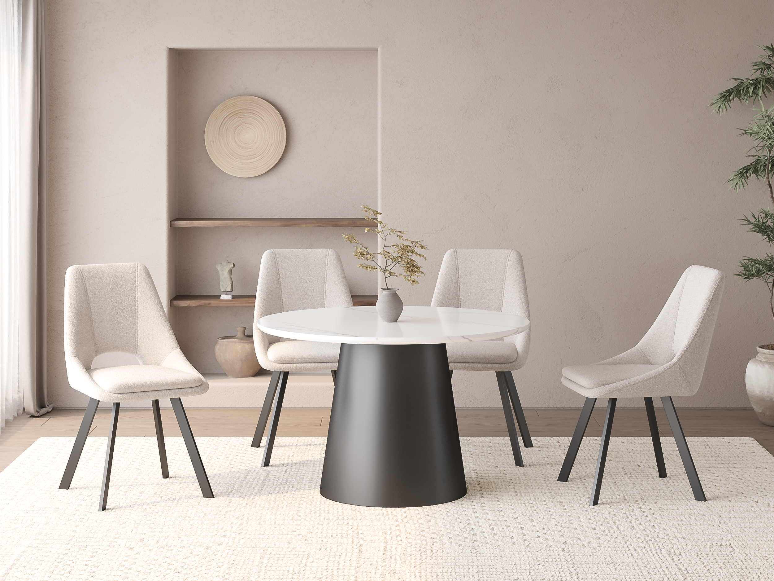 Lot de 4 chaises effet peau de mouton beige NARCISSE
