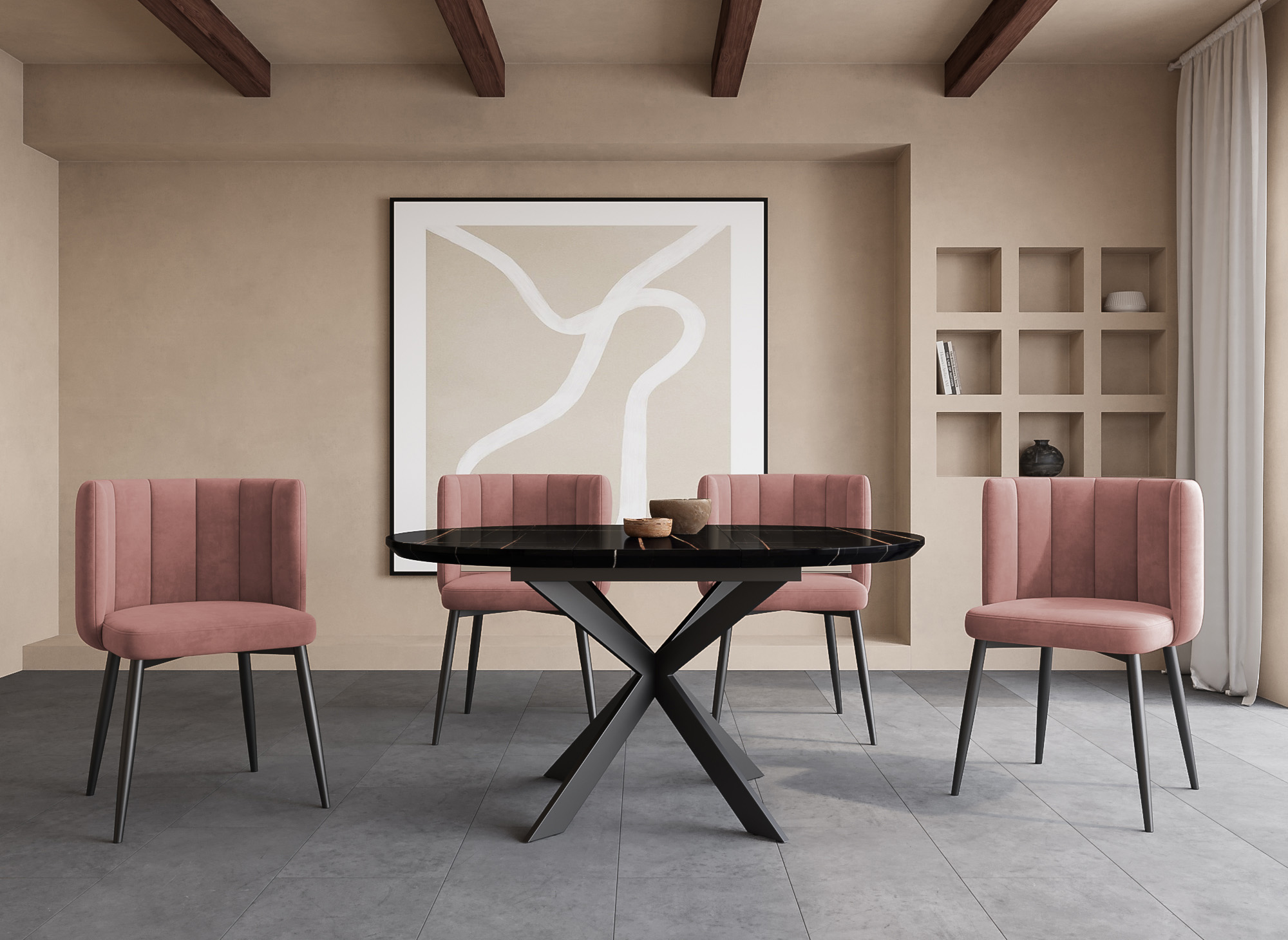 Lot de 2 chaises design en velours rose DEBBY