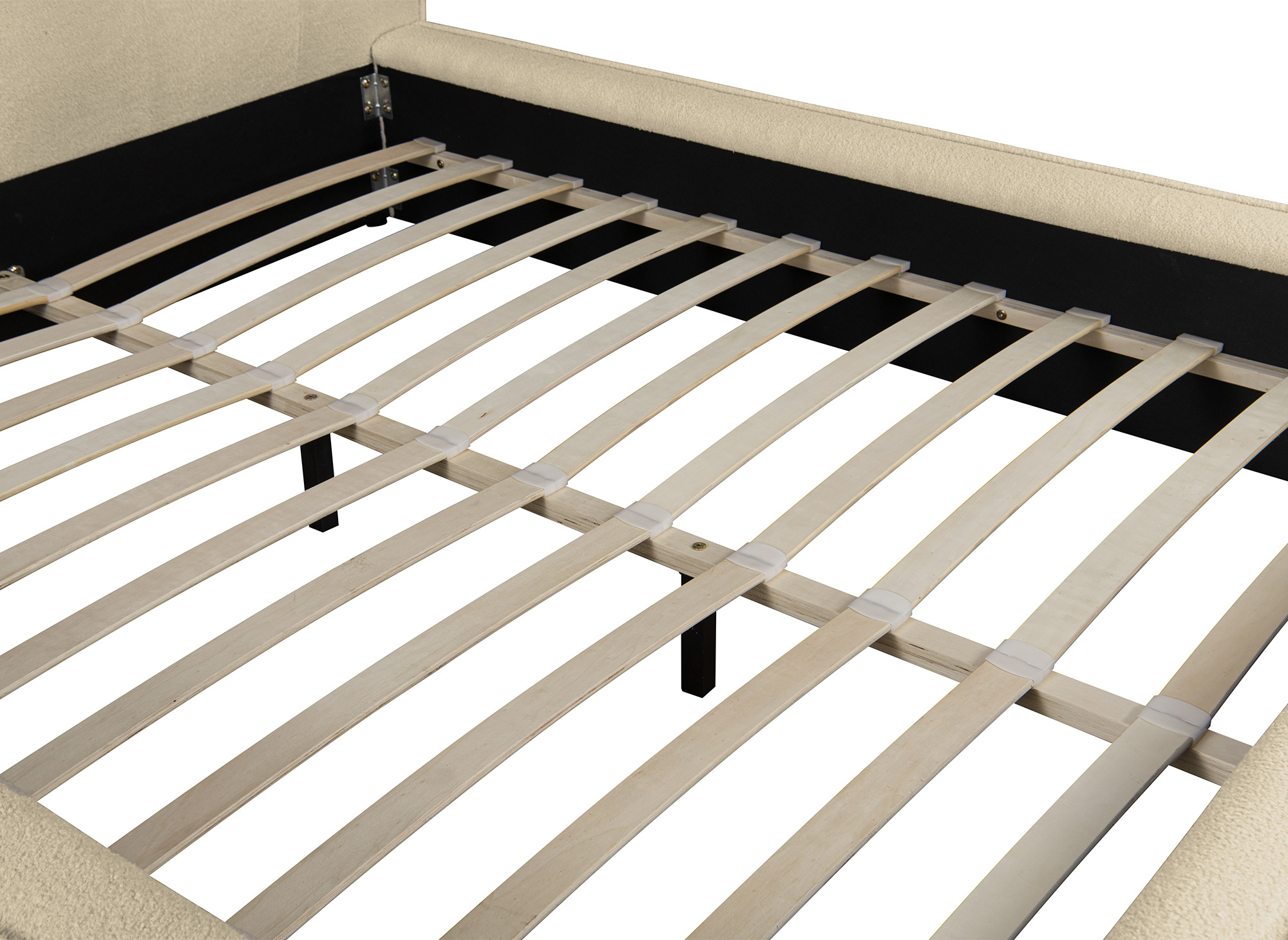 Lit double en tissu bouclette beige 140x190 cm YUNA