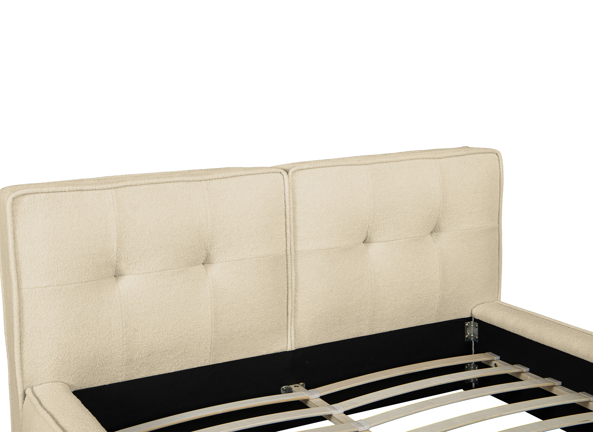 Lit double en tissu bouclette beige 140x190 cm YUNA