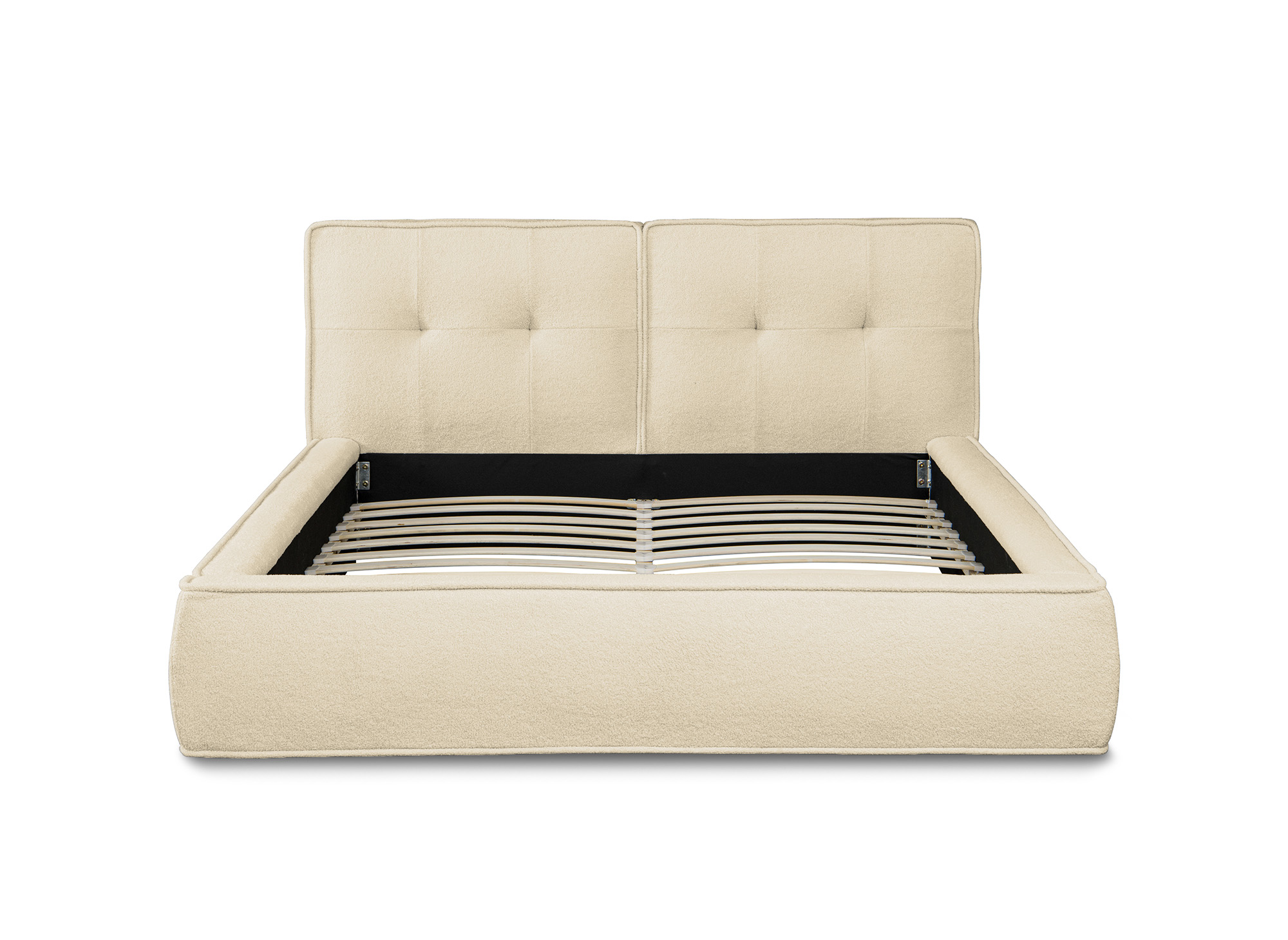 Lit double en tissu bouclette beige 140x190 cm YUNA