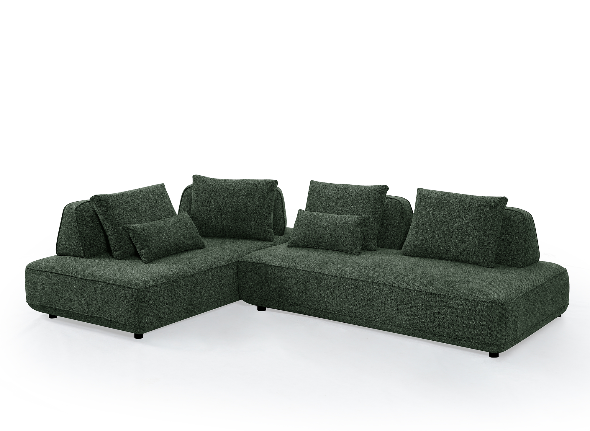 Canapé d'angle réversible en velours chiné vert kaki ISAORA