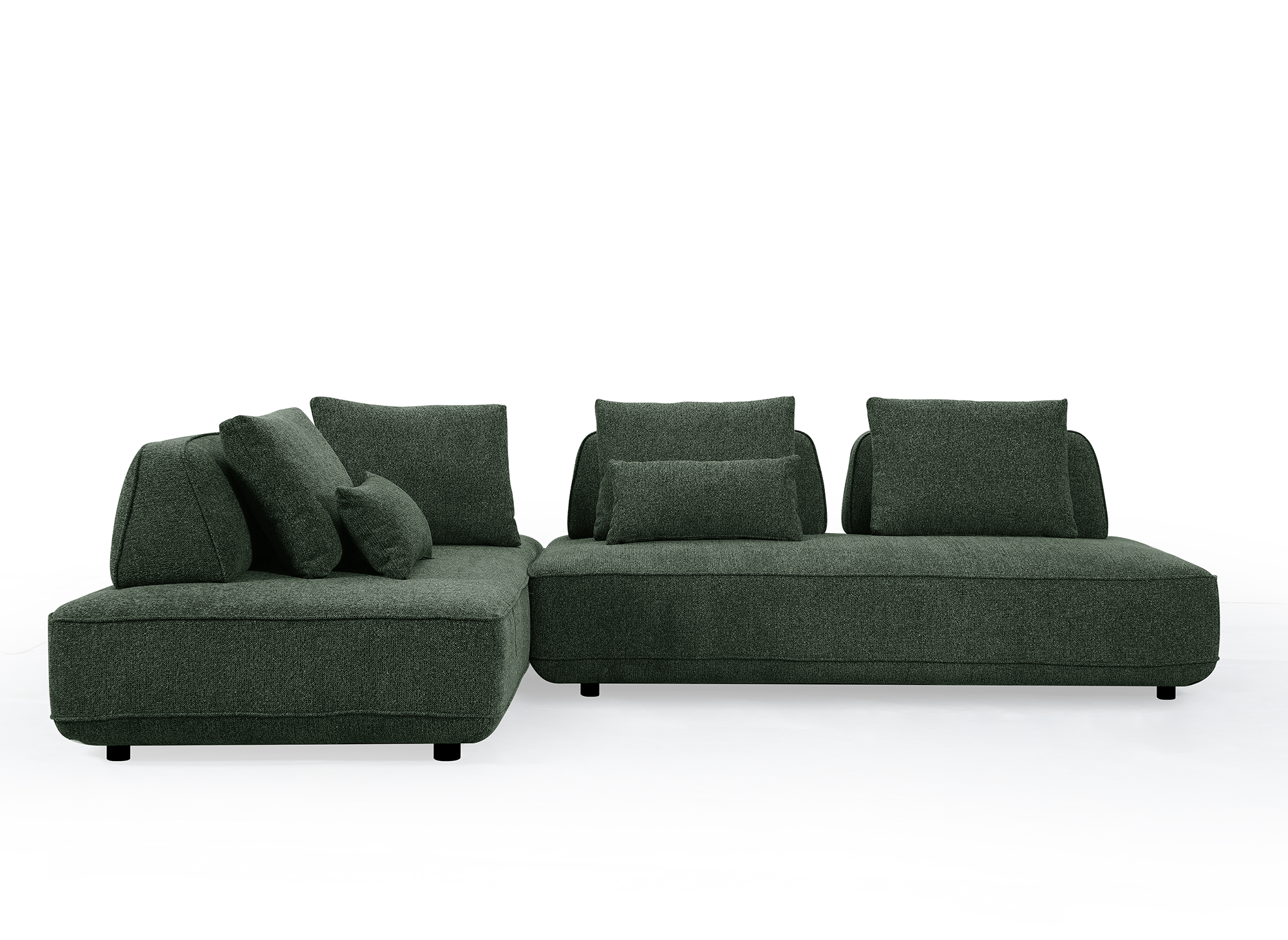 Canapé d'angle réversible en velours chiné vert kaki ISAORA