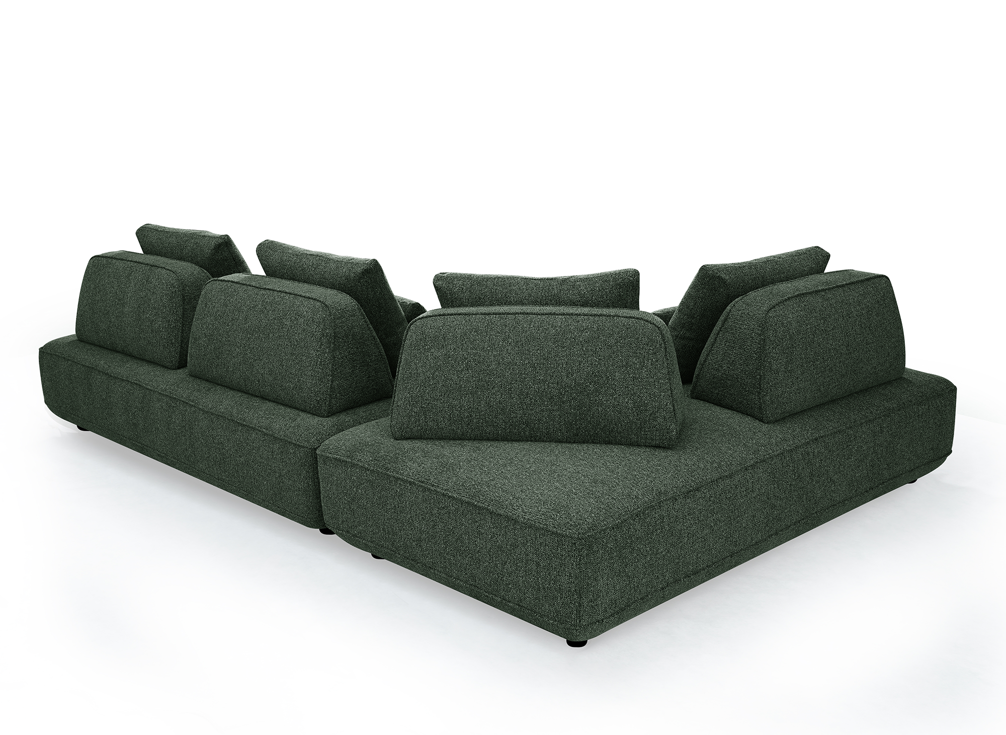 Canapé d'angle réversible en velours chiné vert kaki ISAORA