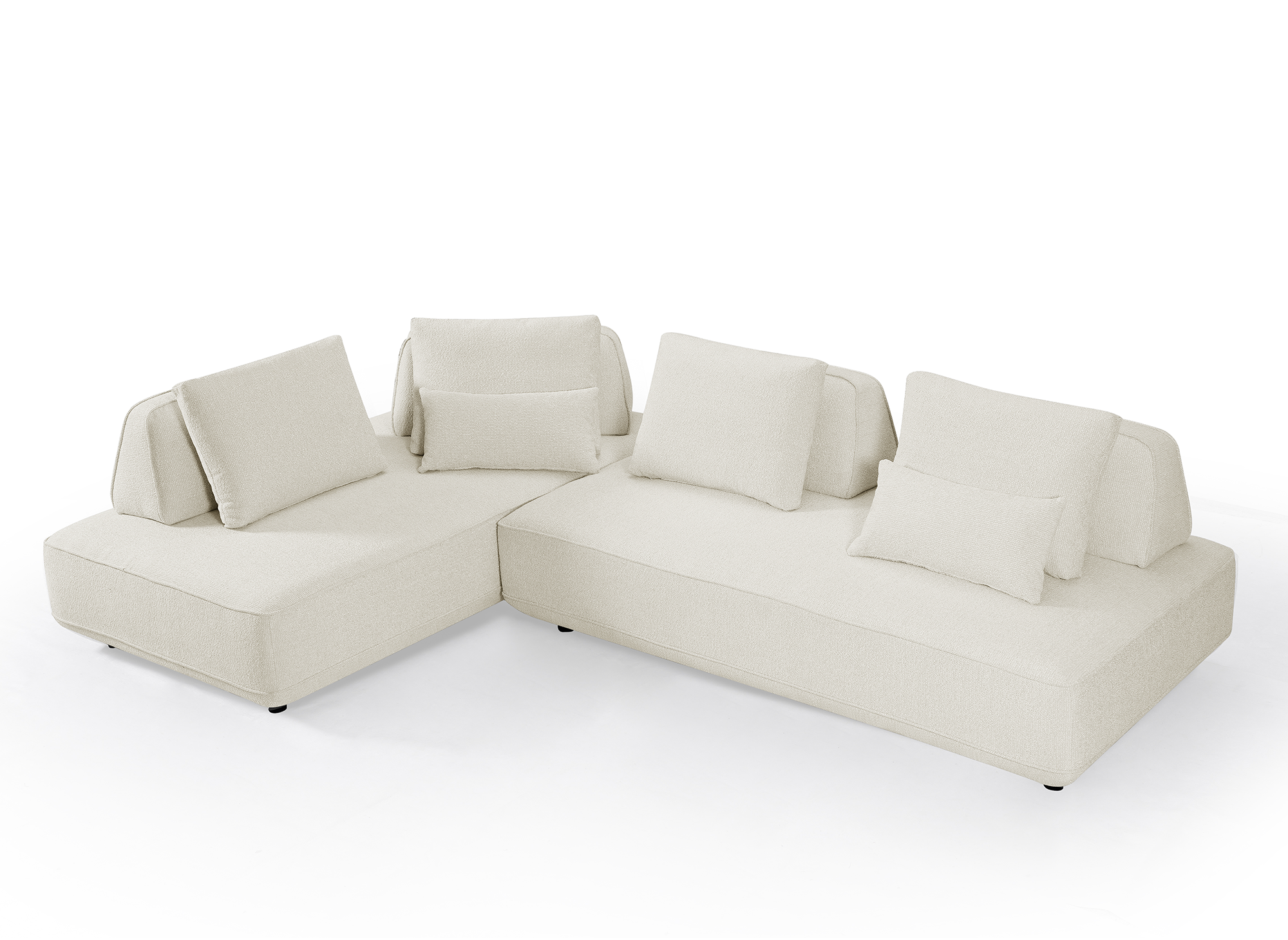Canapé d'angle réversible en velours chiné beige ISAORA