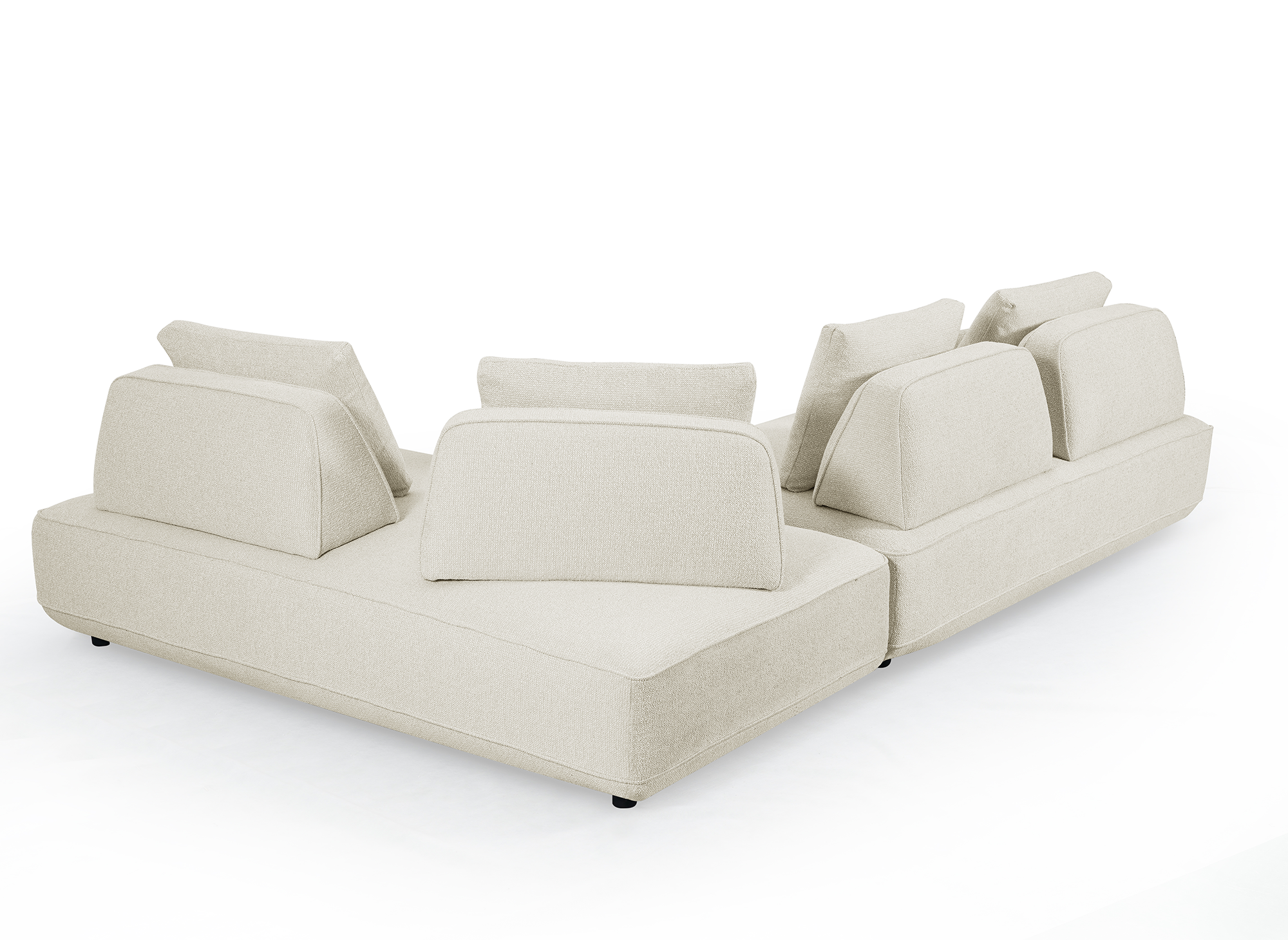 Canapé d'angle réversible en velours chiné beige ISAORA