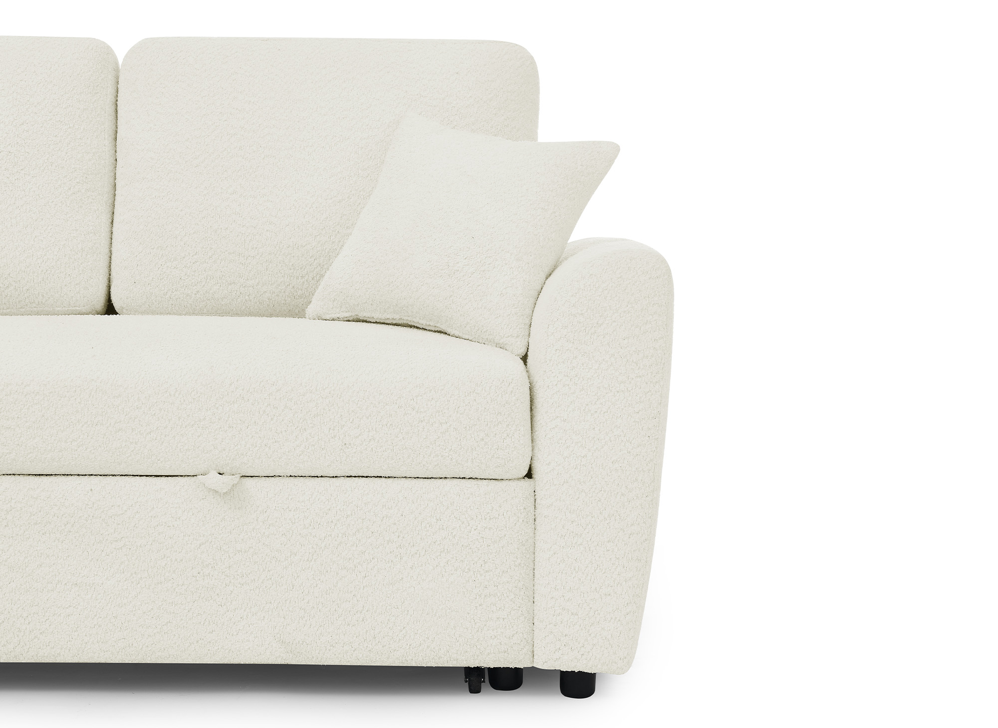 Canapé d'angle convertible et réversible avec coffre en tissu bouclette beige ADRYEN