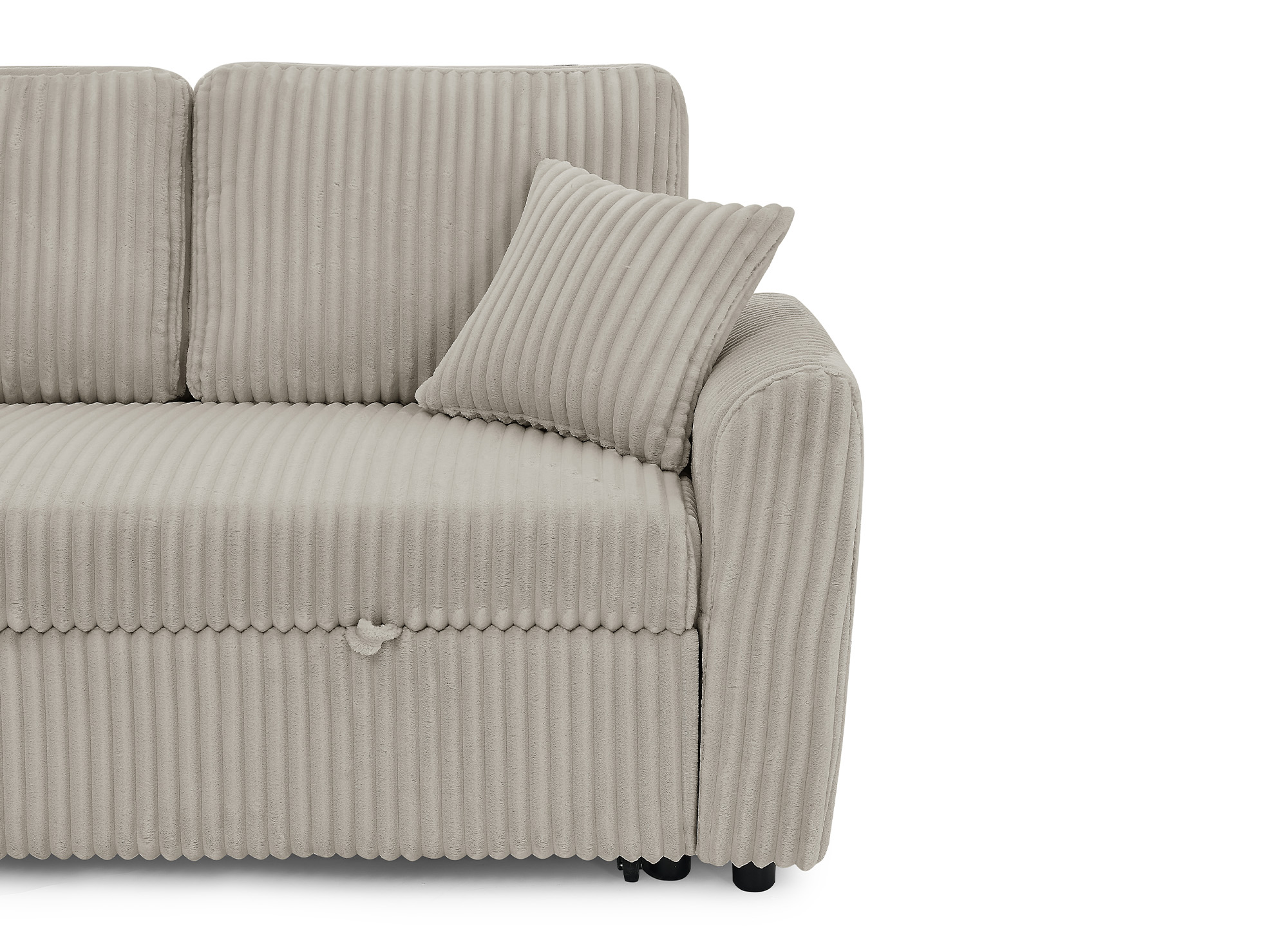 Canapé d'angle convertible et réversible avec coffre en velours côtelé taupe épais ADRYEN