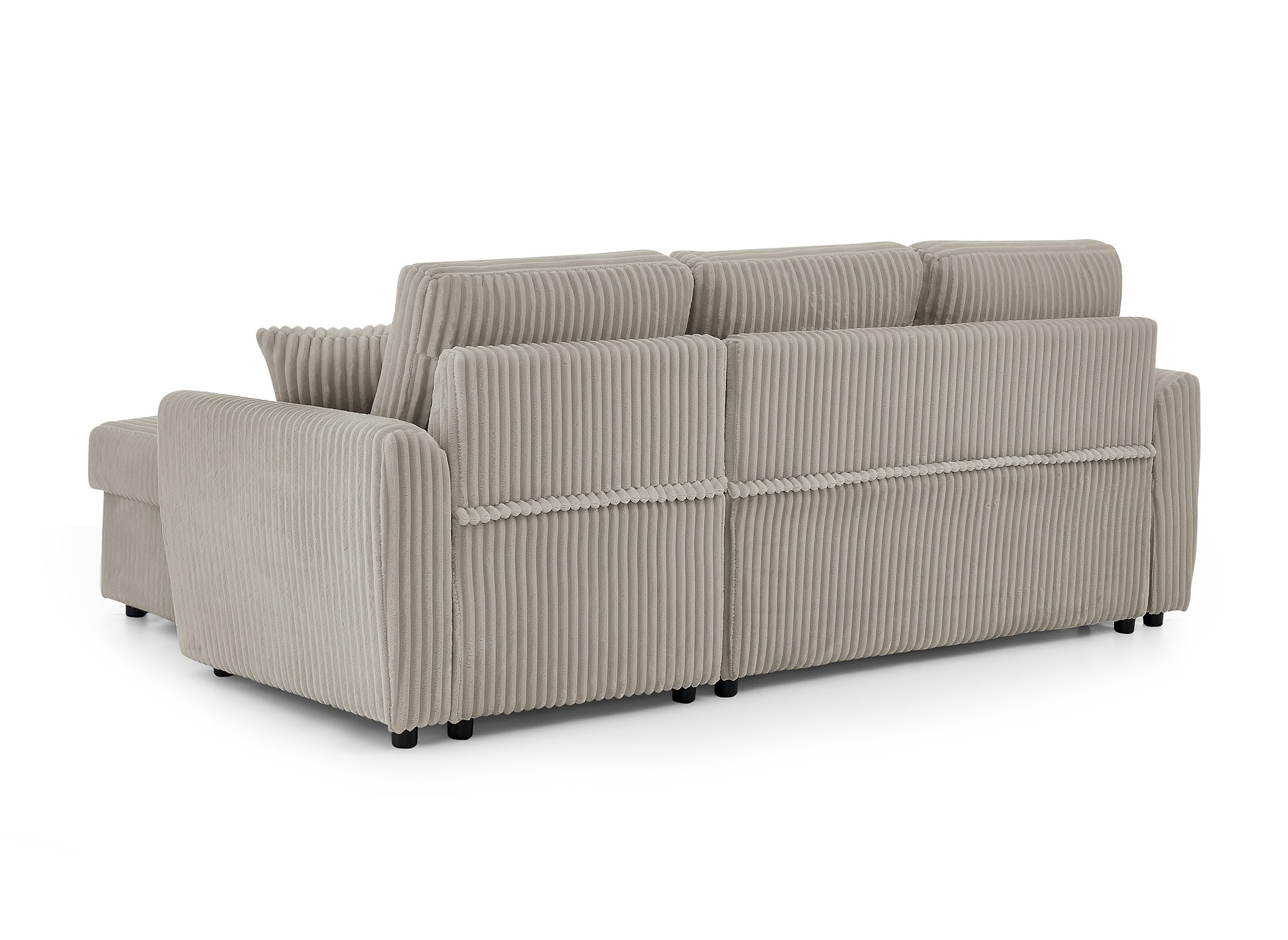 Canapé d'angle convertible et réversible avec coffre en velours côtelé taupe épais ADRYEN