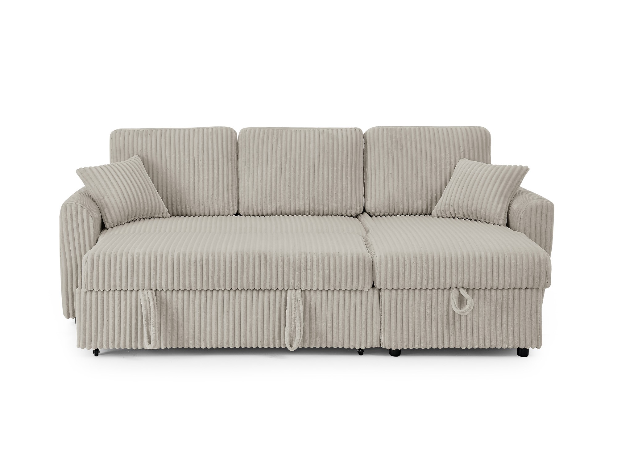 Canapé d'angle convertible et réversible avec coffre en velours côtelé taupe épais ADRYEN