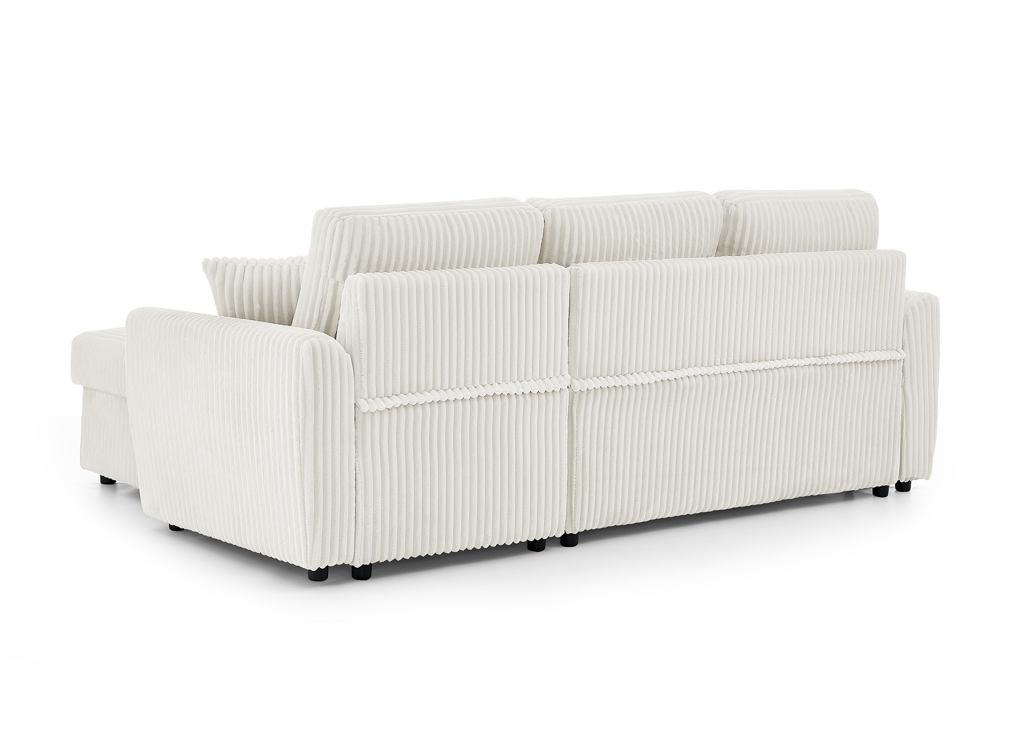 Canapé d'angle convertible et réversible avec coffre en velours côtelé épais beige ADRYEN