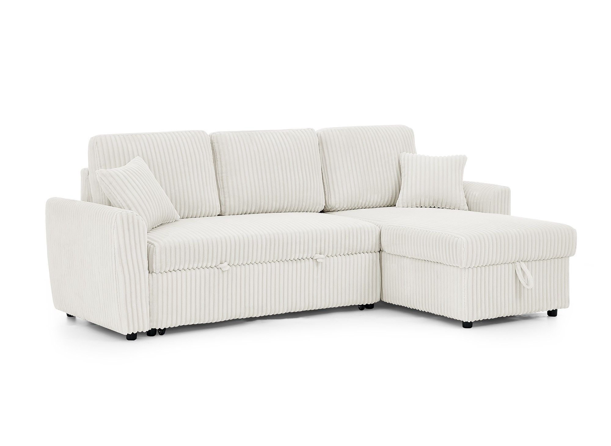 Canapé d'angle convertible et réversible avec coffre en velours côtelé épais beige ADRYEN