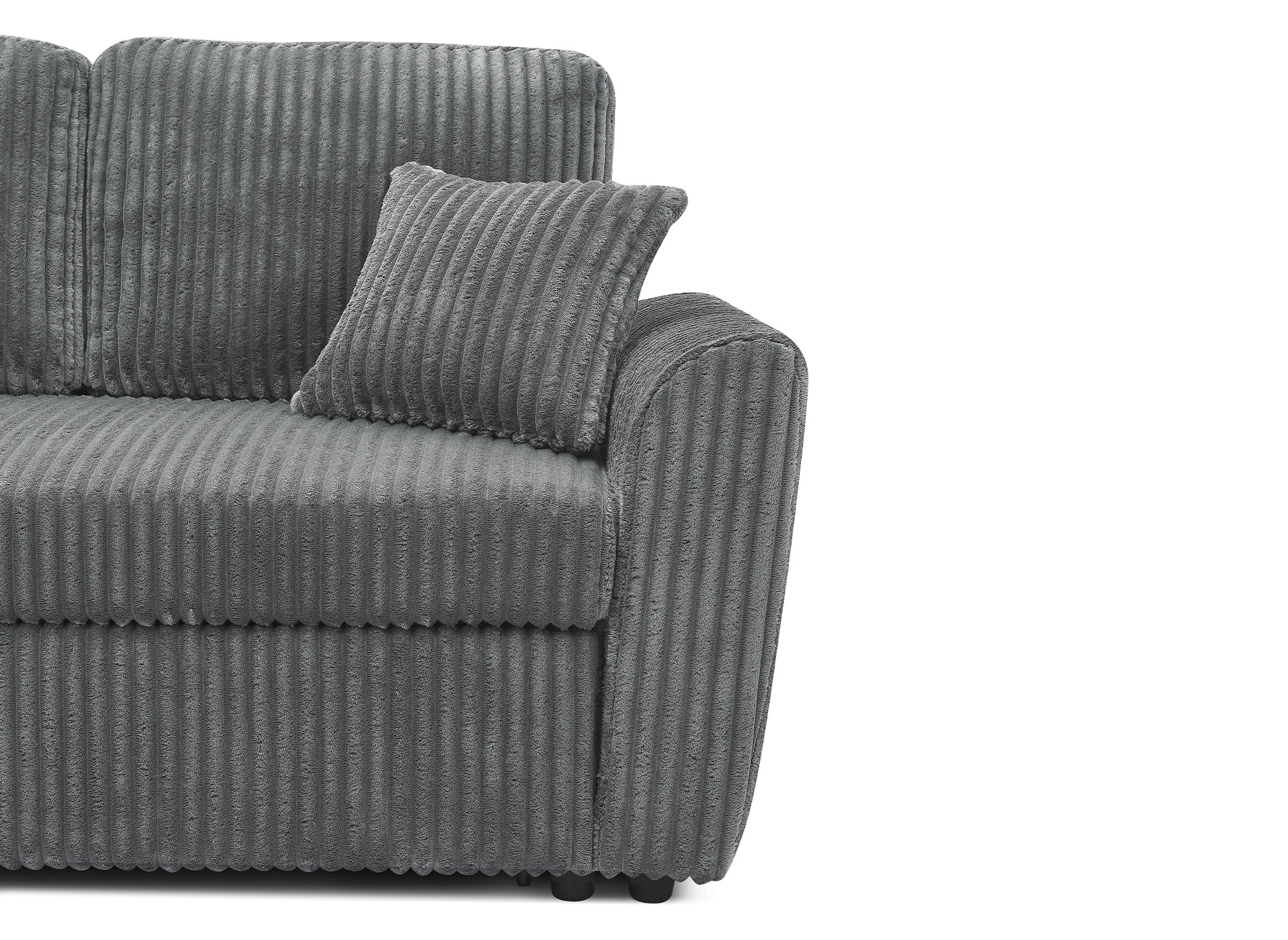 Canapé d'angle convertible et réversible avec coffre en velours côtelé épais gris ADRYEN