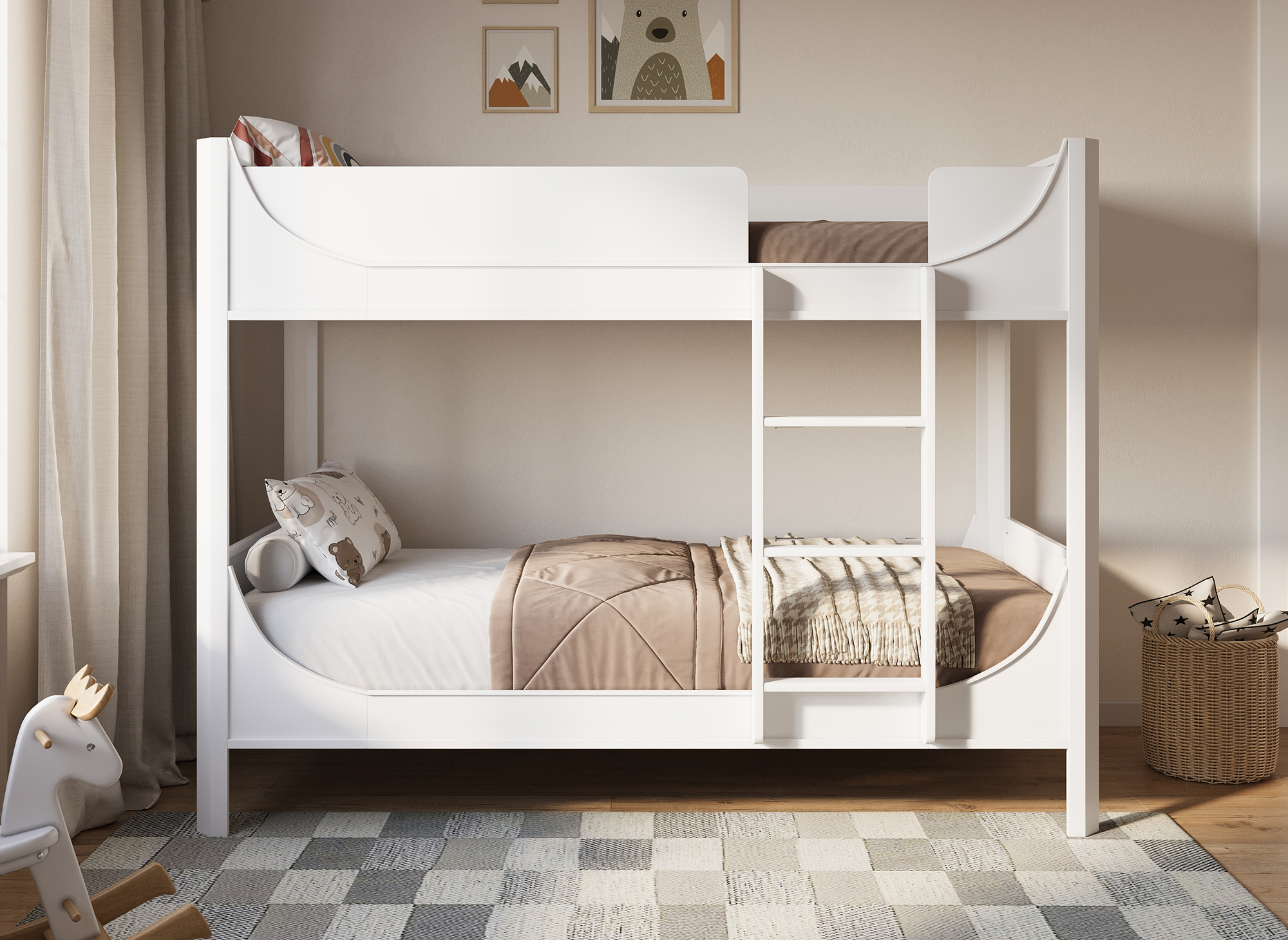 Lit superposé enfant en bois blanc THIMEO 90 x 190 cm