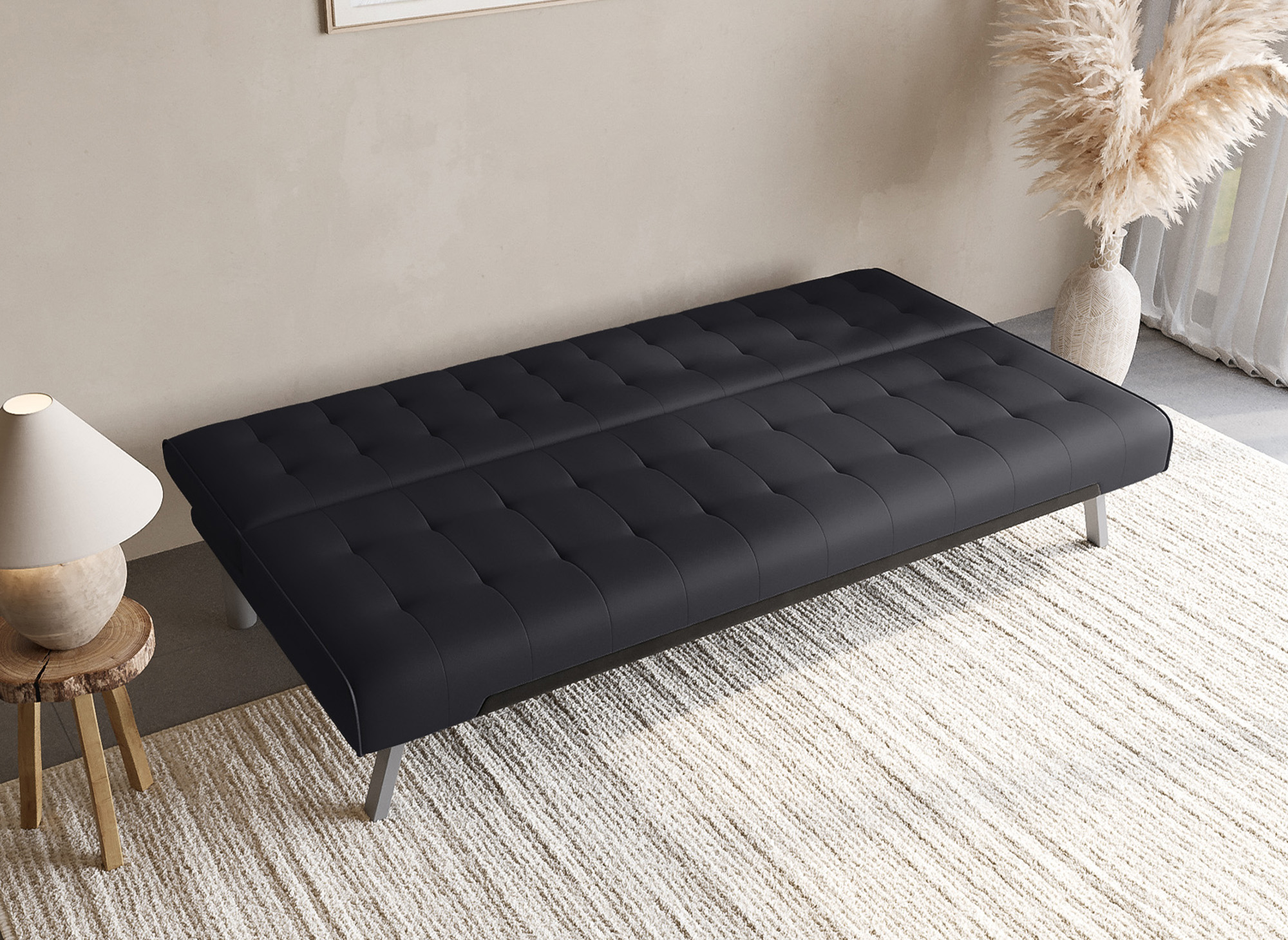 Banquette clic-clac capitonné design noir KEDY
