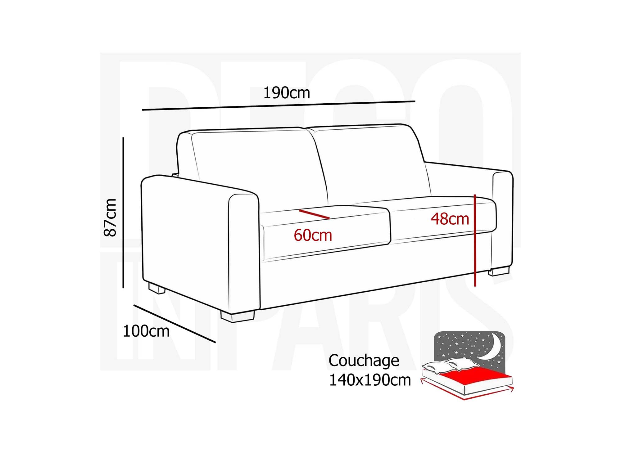 Canapé convertible 3 places LOUNA LUXE en velours côtelé gris clair ouverture express matelas 18 cm